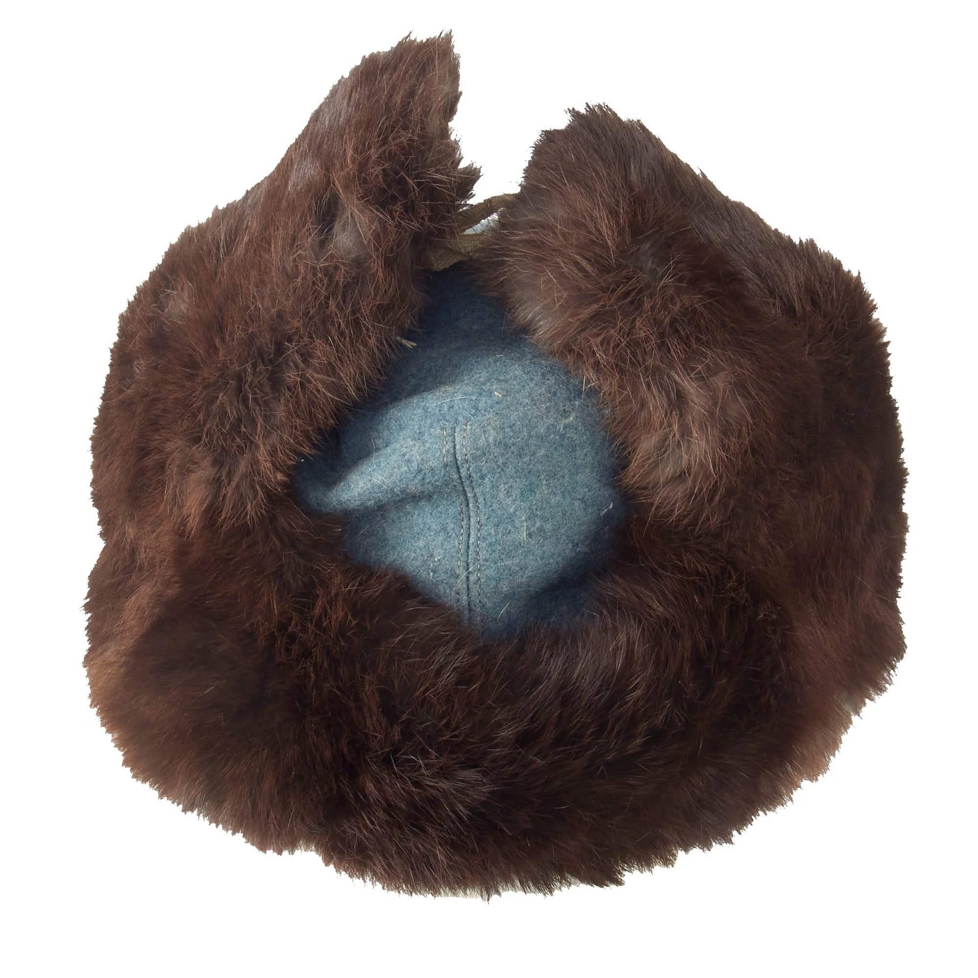 Original German WWII Eastern Front Heer Army Rabbit Fur Pelzmütze Winter Hat — image 6