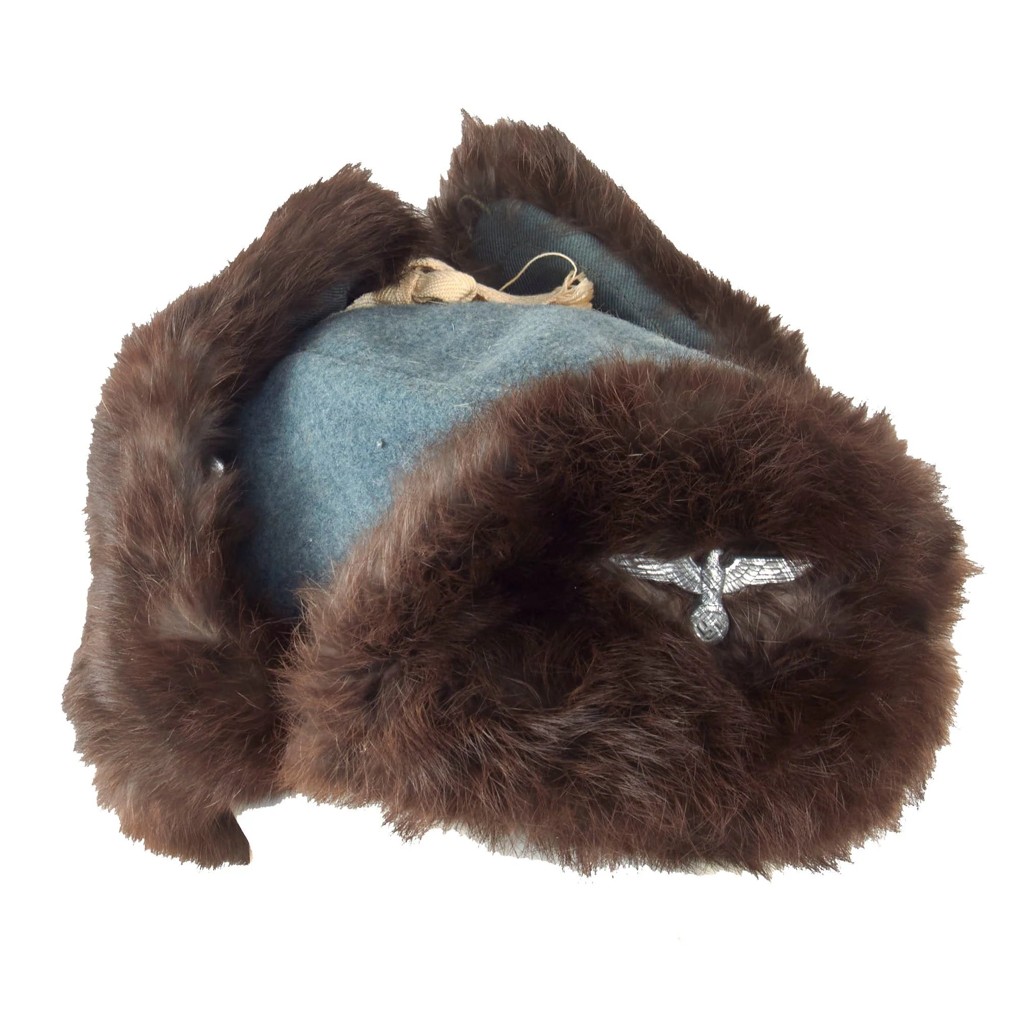 Original German WWII Eastern Front Heer Army Rabbit Fur Pelzmütze Winter Hat — image 8