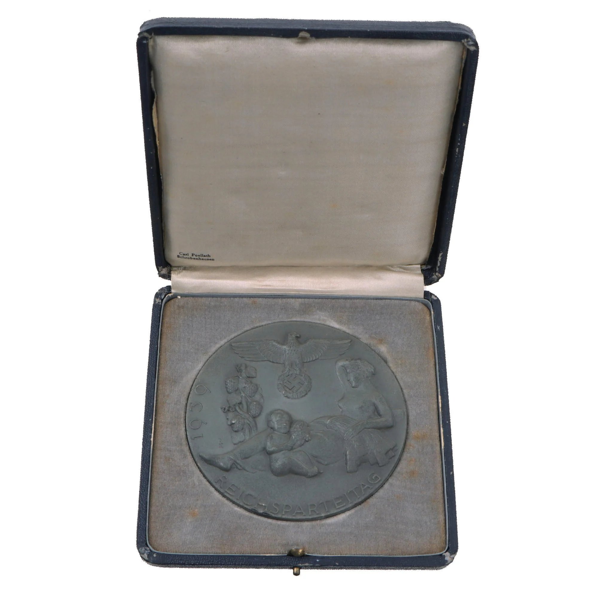 Original German WWII Cased 1939 11th Nuremberg Rally Combat Games Second Place Table Medal by C. Poellath — image 2
