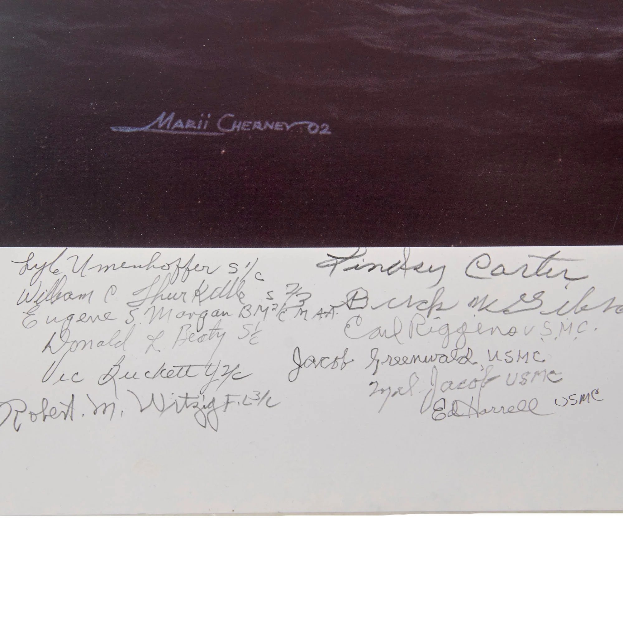 Original Signed Limited Edition Print: 'Fateful Voyage: The U.S.S. Indianapolis, July 30th, 1945' by Marii Chernev Signed by 41 Survivors of the Sinking - 76/500 - 27 x 36' — image 4