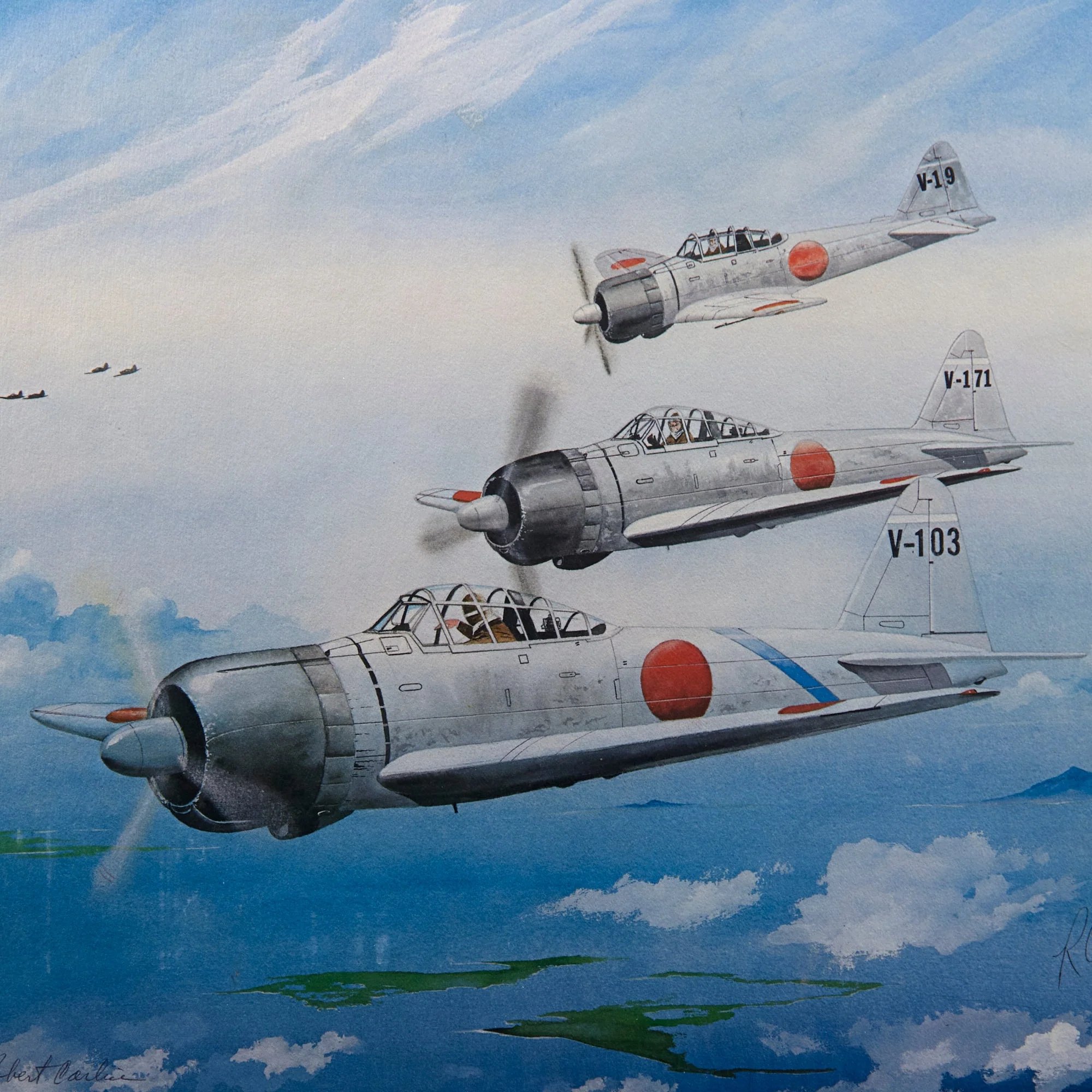 Original Signed Limited Edition Print: Framed Saburō Sakai by Robert Carlin Signed by Saburo Sakai - 650/1000 - 22¼ x 26¼' — image 2