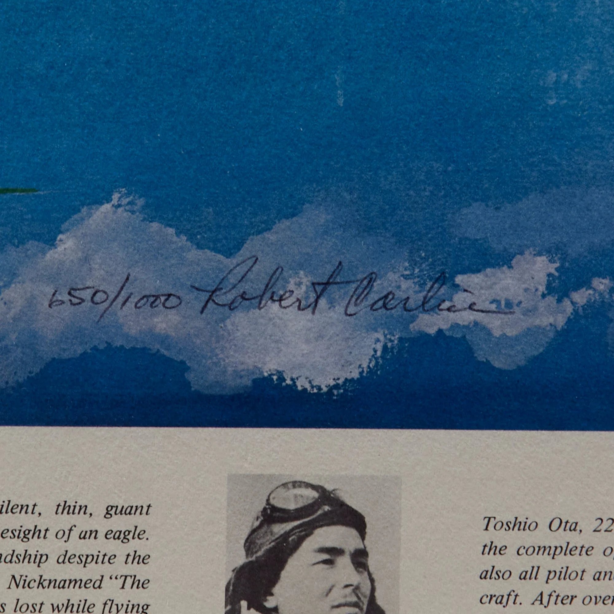 Original Signed Limited Edition Print: Framed Saburō Sakai by Robert Carlin Signed by Saburo Sakai - 650/1000 - 22¼ x 26¼' — image 3