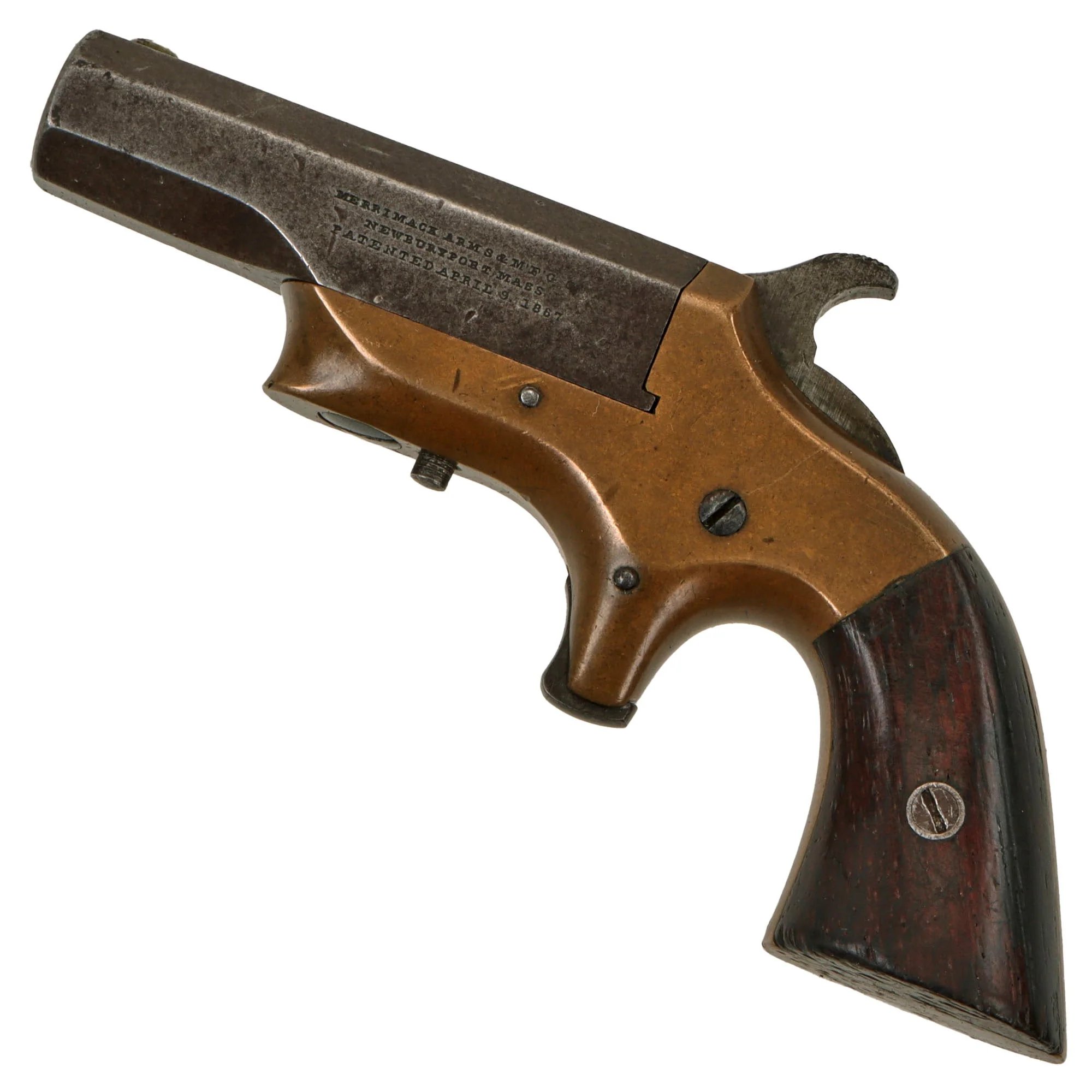 Original U.S. 'Southerner' .41cal. Rimfire Single Shot Derringer Pistol by Merimack Arms & Mfg. Co. - Matching Serial 374 — image 3