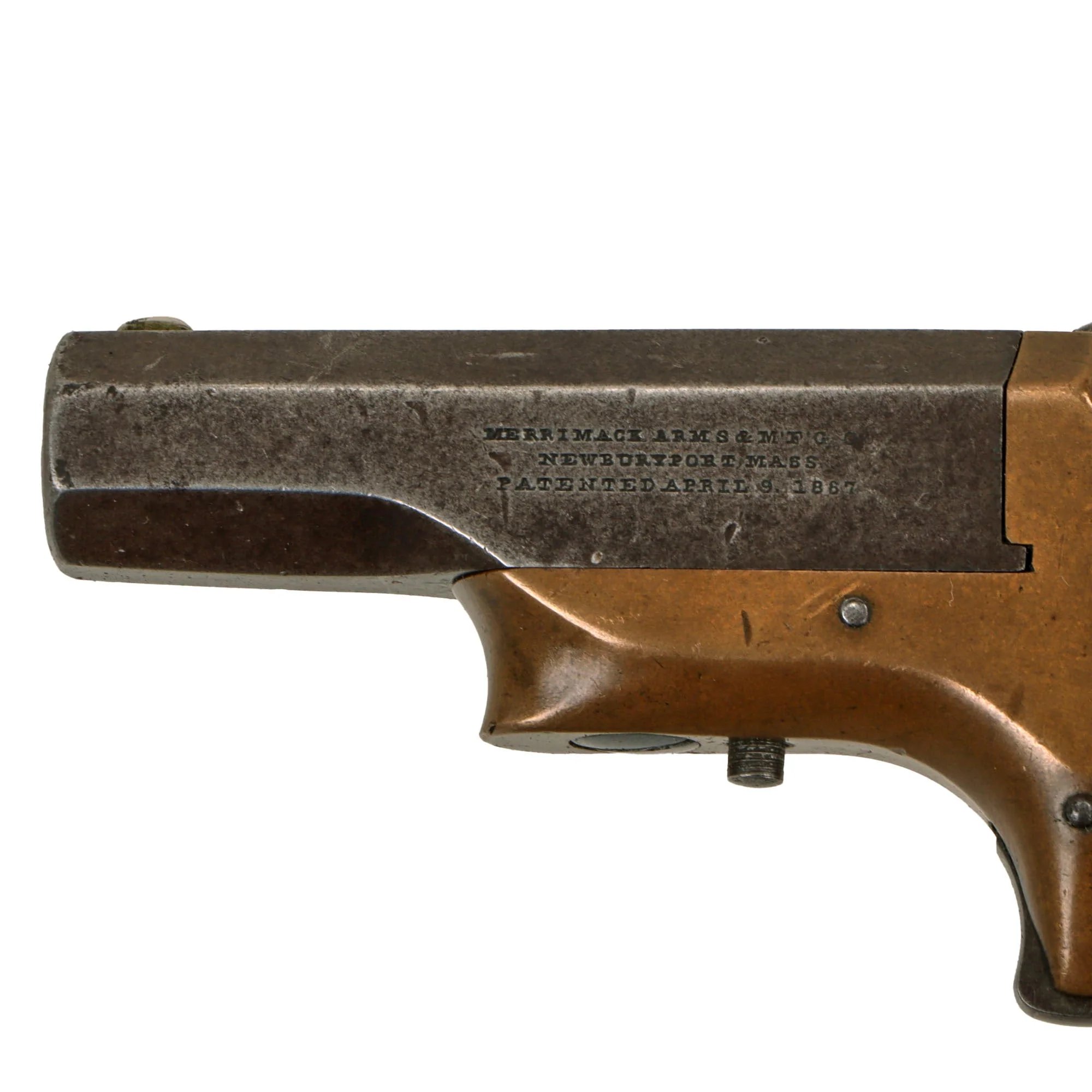 Original U.S. 'Southerner' .41cal. Rimfire Single Shot Derringer Pistol by Merimack Arms & Mfg. Co. - Matching Serial 374 — image 8