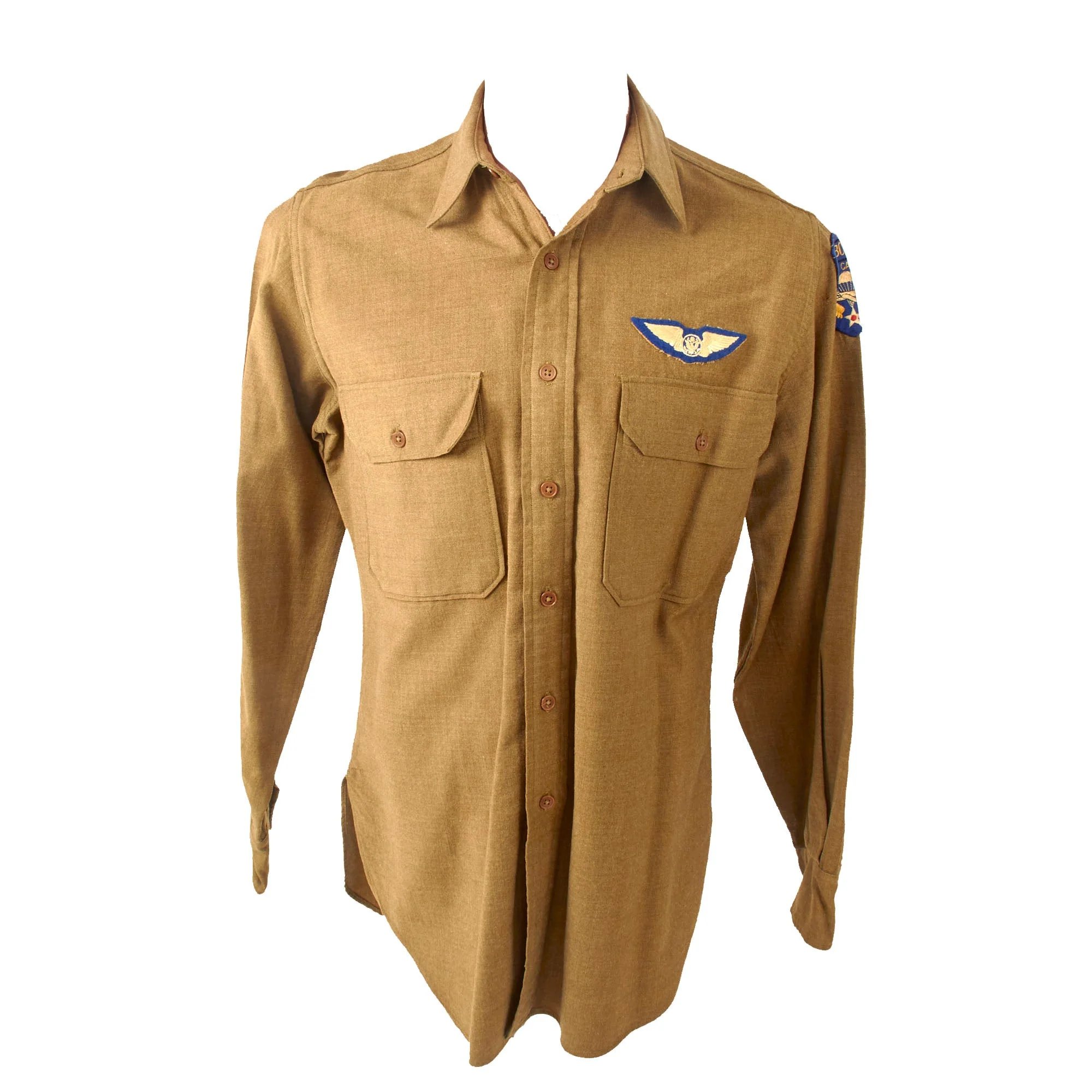 Original U.S. WWII 9th Air Force Airborne Troop Carrier Communications Specialist Uniform Jacket & Shirt with Aircrew Wings and Bullion Patch — image 16