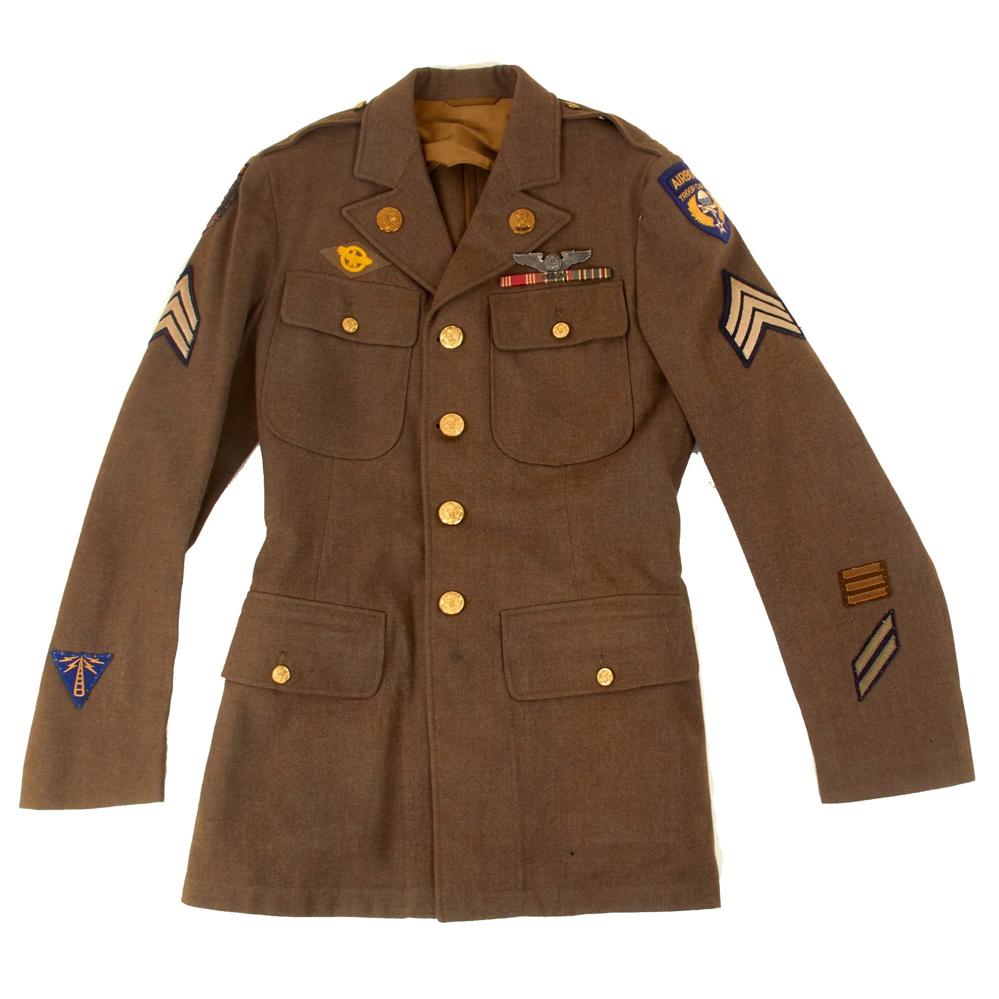 Original U.S. WWII 9th Air Force Airborne Troop Carrier Communications Specialist Uniform Jacket & Shirt with Aircrew Wings and Bullion Patch — image 20