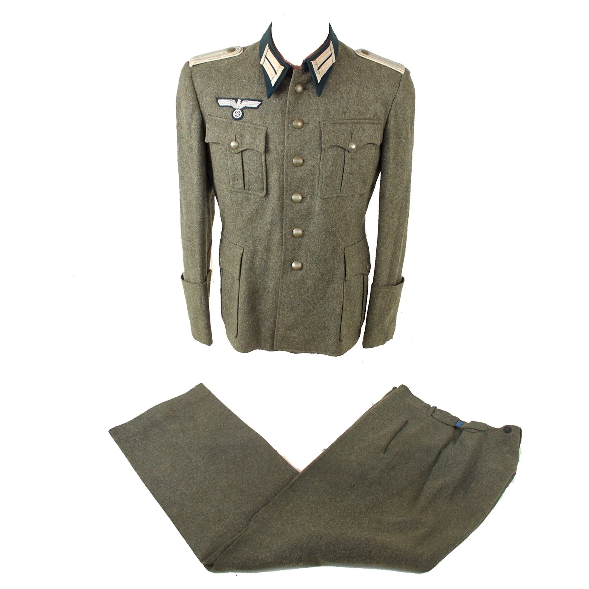 Original German WWII Heer Infantry Leutnant Officer M36 Field Uniform Tunic with Trousers — image 2