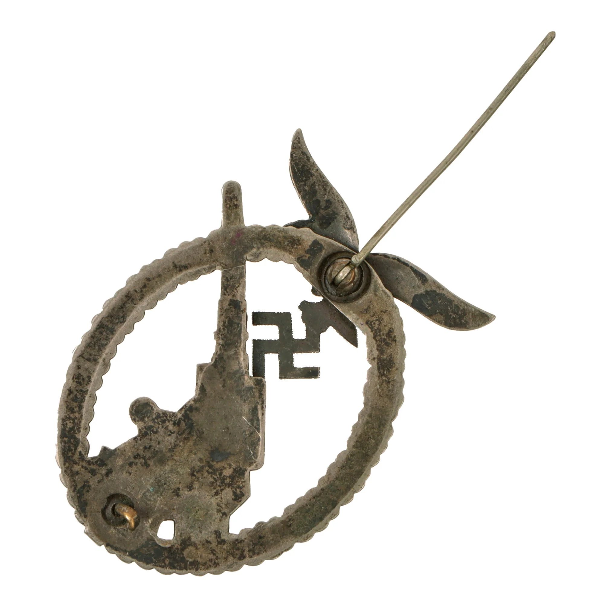 Original German WWII Early Tombak Luftwaffe Anti-Aircraft Flak Battle Badge - Unmarked — image 4