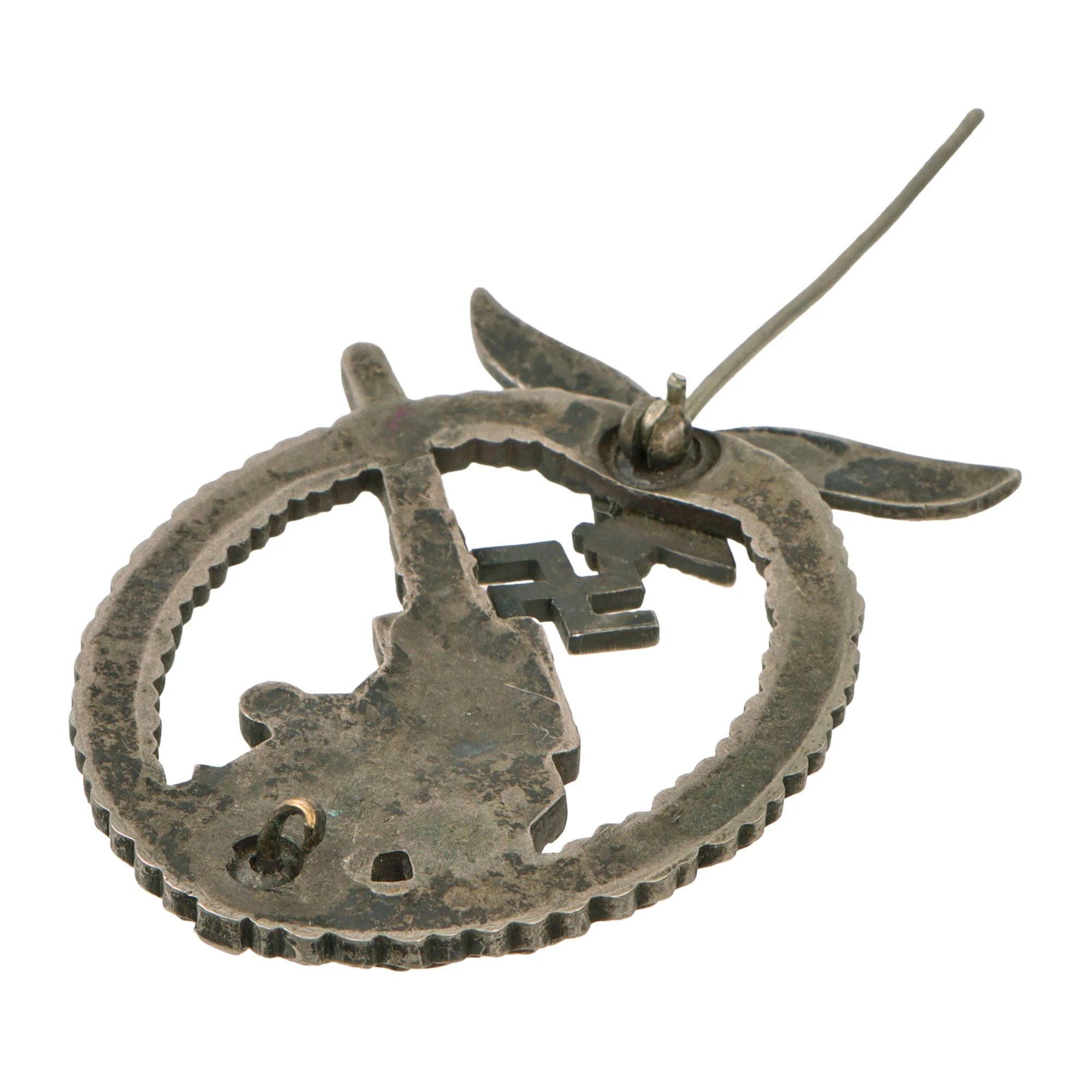 Original German WWII Early Tombak Luftwaffe Anti-Aircraft Flak Battle Badge - Unmarked — image 5