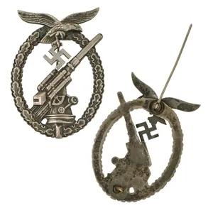 Original German WWII Early Tombak Luftwaffe Anti-Aircraft Flak Battle Badge …