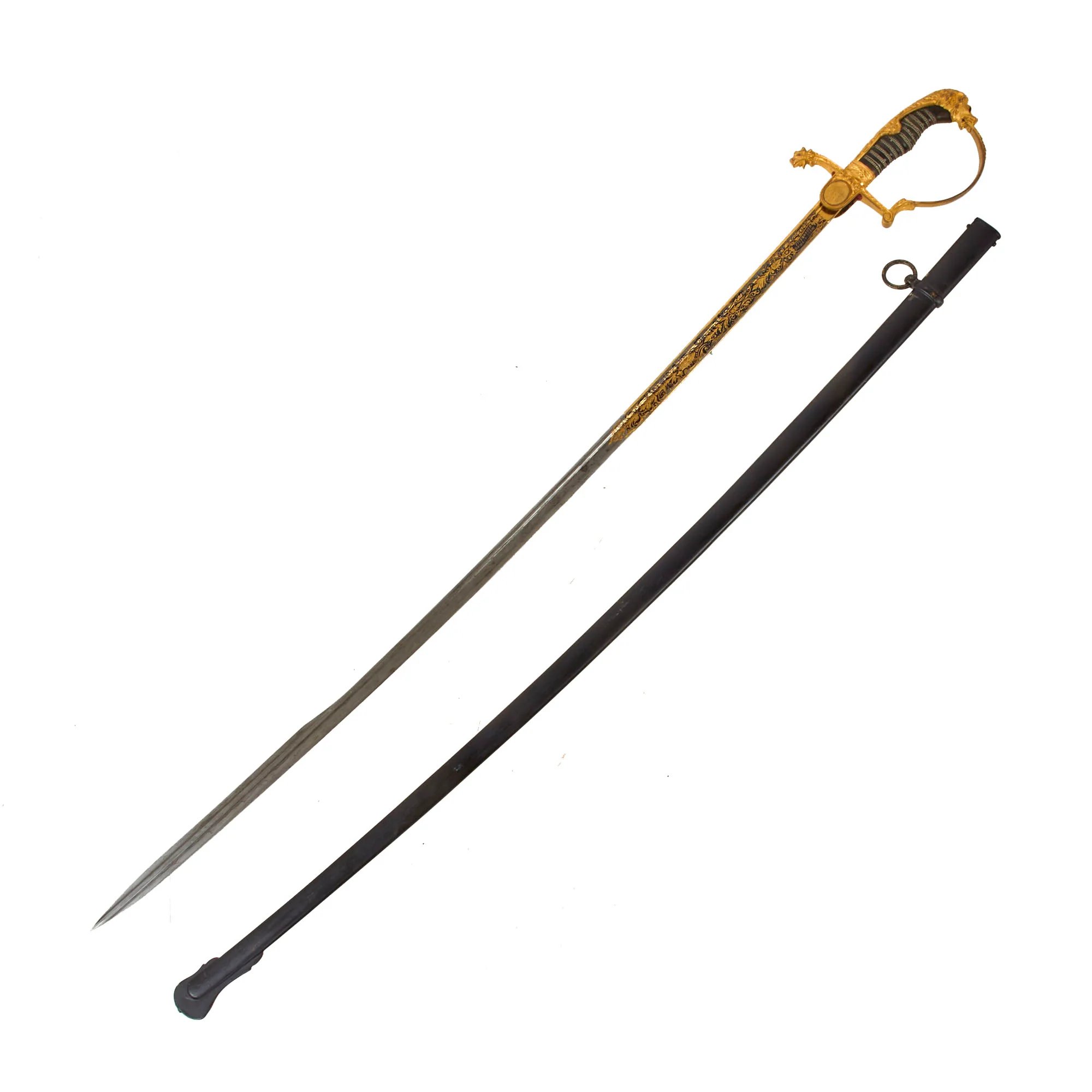 Original Imperial German WWI Outstanding Triple-Etched Damascus Steel Artillery Officer's Sword with Gold-Inlay & Fire-Bluing by Weyersberg Kirschbaum & Cie - Dated 1895 — image 10