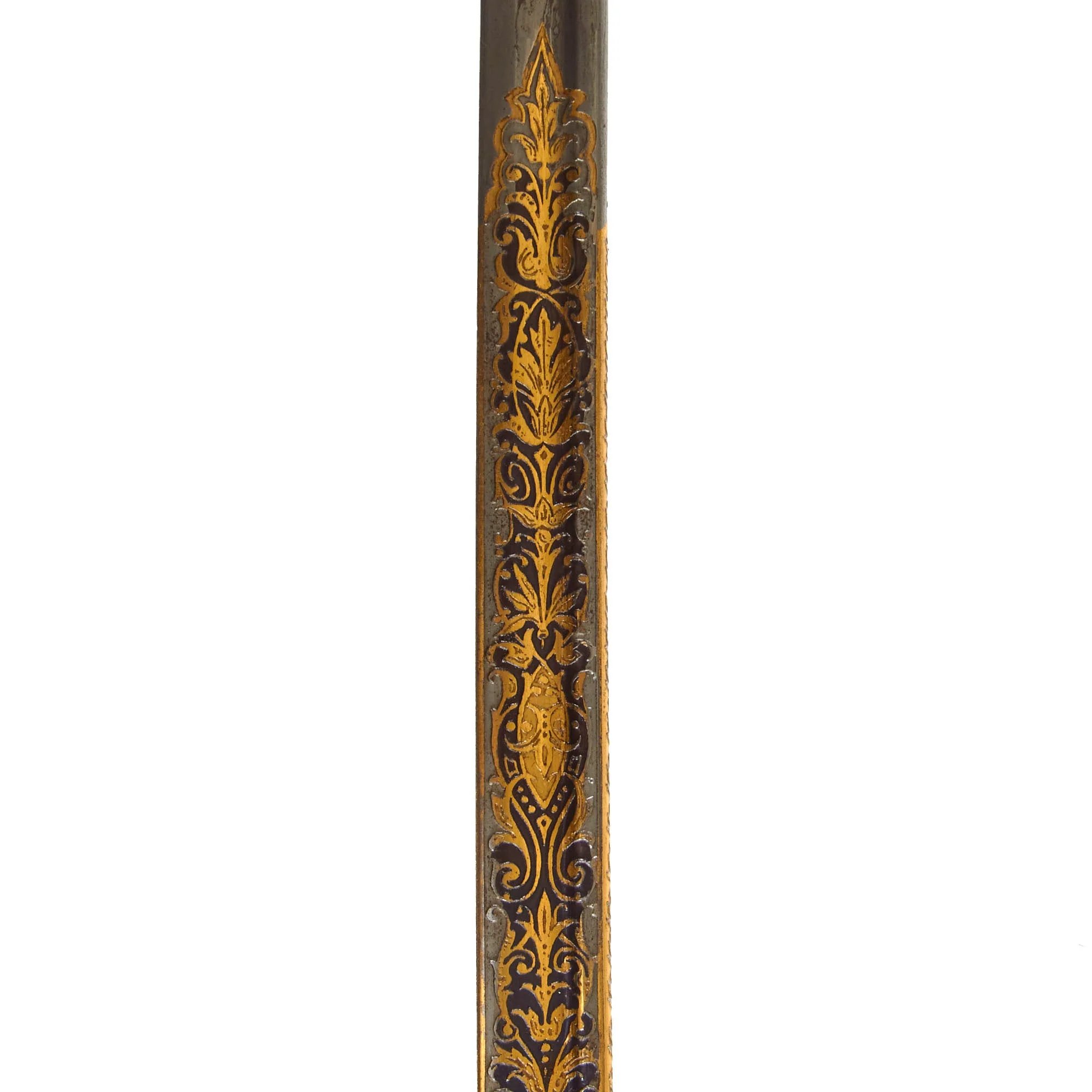 Original Imperial German WWI Outstanding Triple-Etched Damascus Steel Artillery Officer's Sword with Gold-Inlay & Fire-Bluing by Weyersberg Kirschbaum & Cie - Dated 1895 — image 11