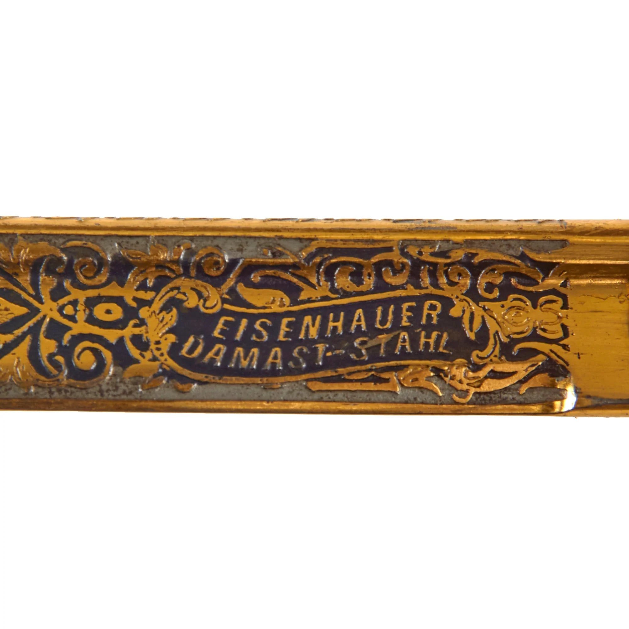 Original Imperial German WWI Outstanding Triple-Etched Damascus Steel Artillery Officer's Sword with Gold-Inlay & Fire-Bluing by Weyersberg Kirschbaum & Cie - Dated 1895 — image 3