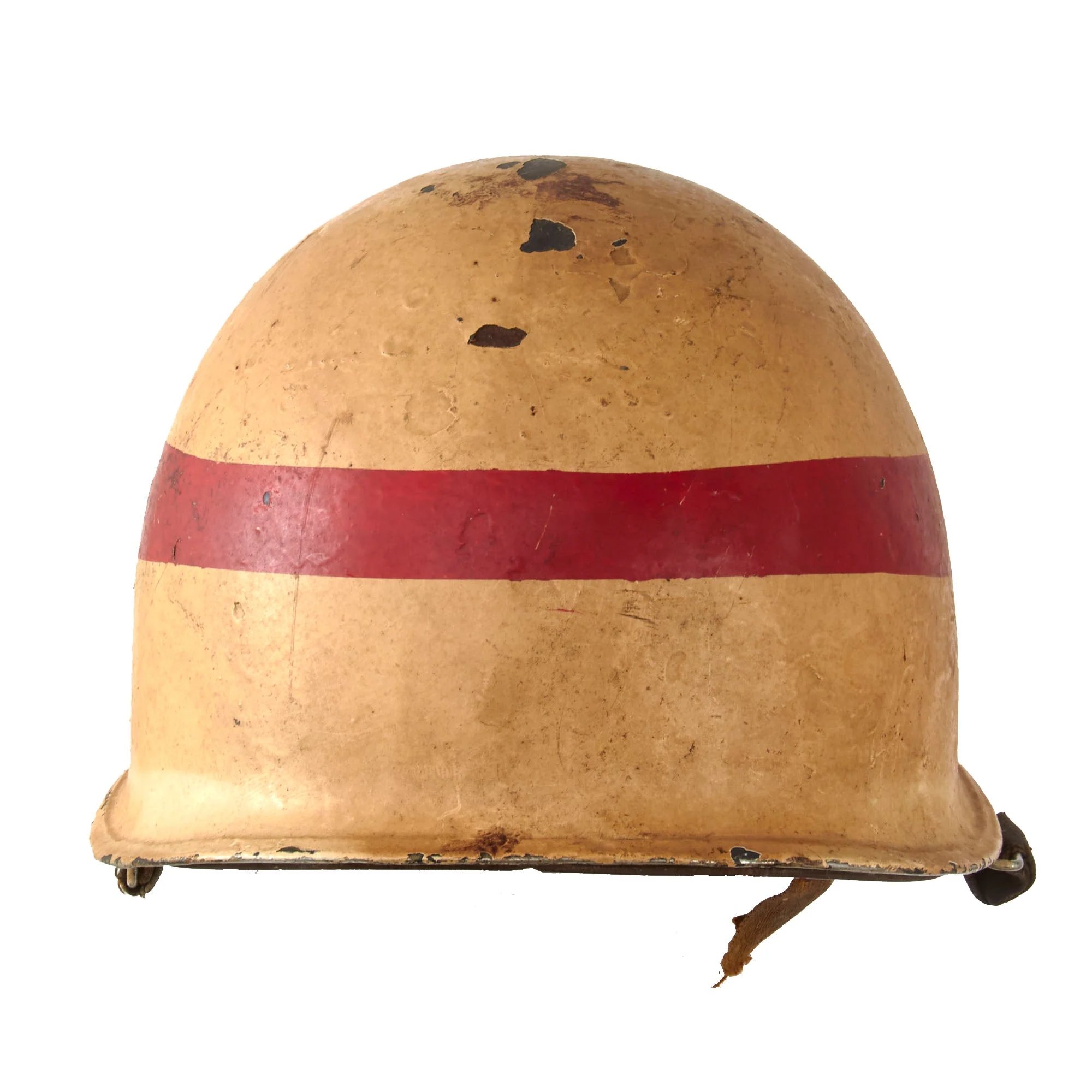 Original U.S. WWII USMC Marine Ship Detachment Military Police Painted Front Seam Swivel Bale M1 Helmet with Liner — image 6