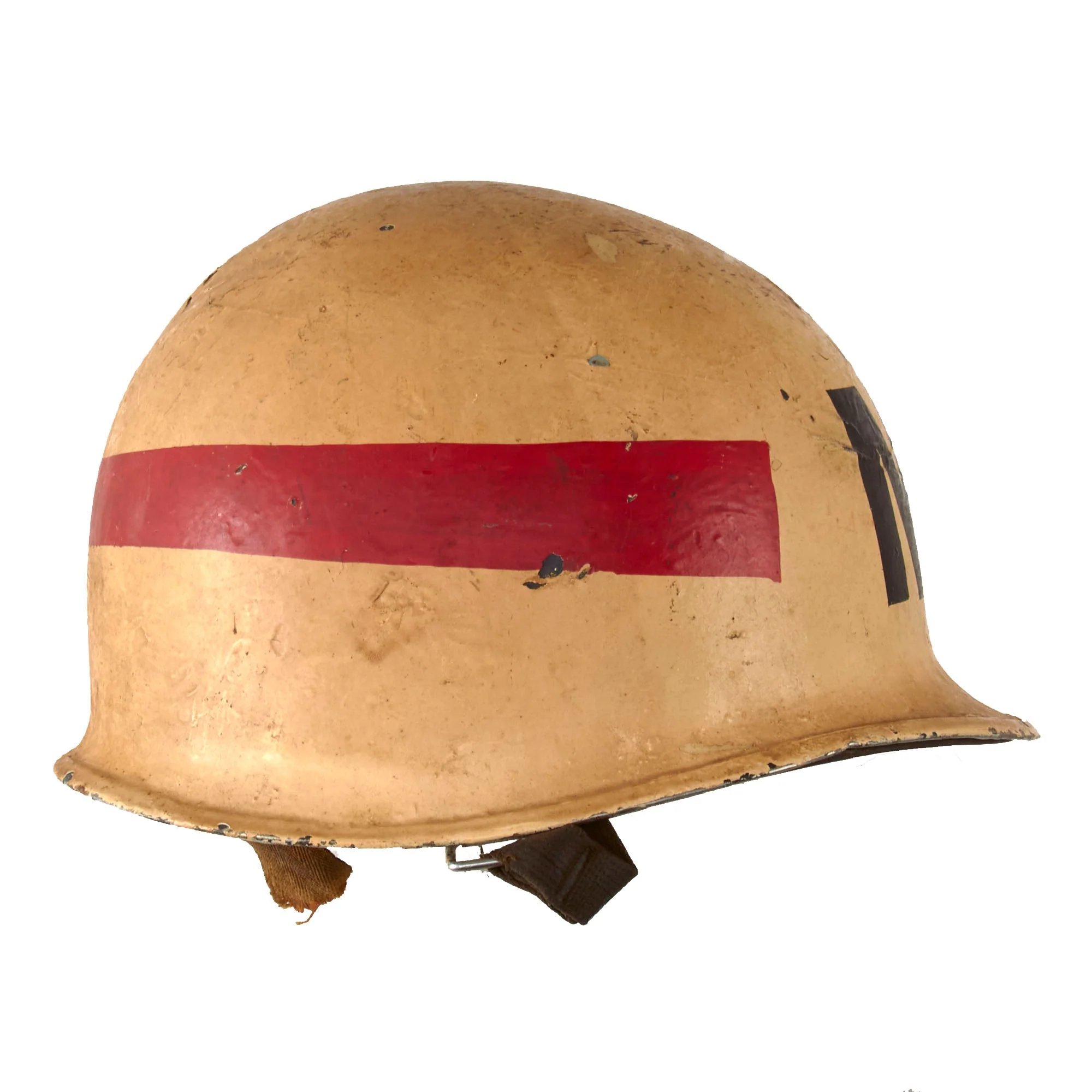 Original U.S. WWII USMC Marine Ship Detachment Military Police Painted Front Seam Swivel Bale M1 Helmet with Liner — image 7