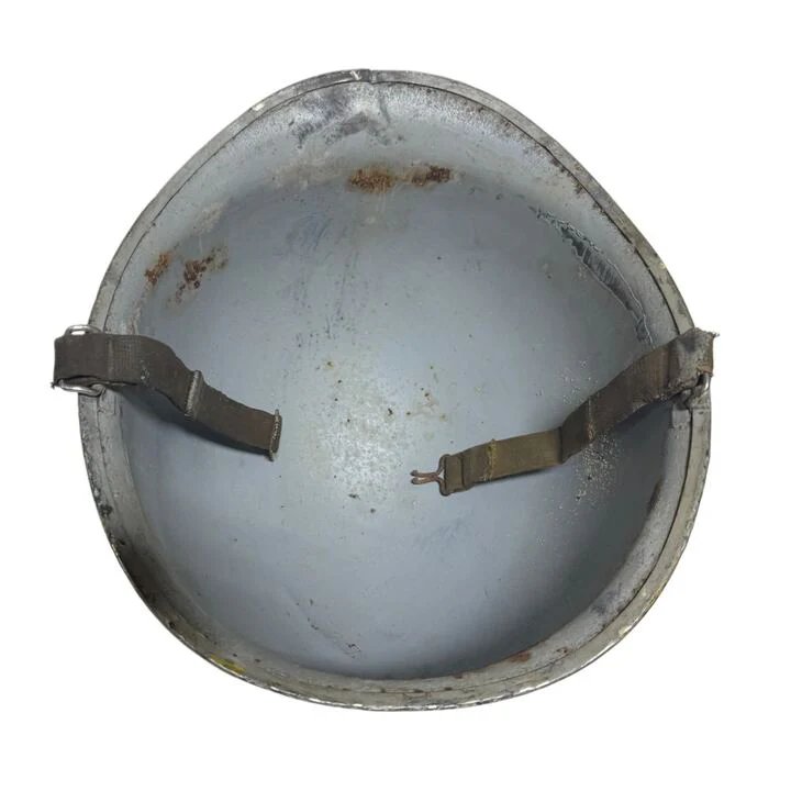 Original U.S. WWII USMC Marine Ship Detachment Military Police Painted Front Seam Swivel Bale M1 Helmet with Liner — image 9