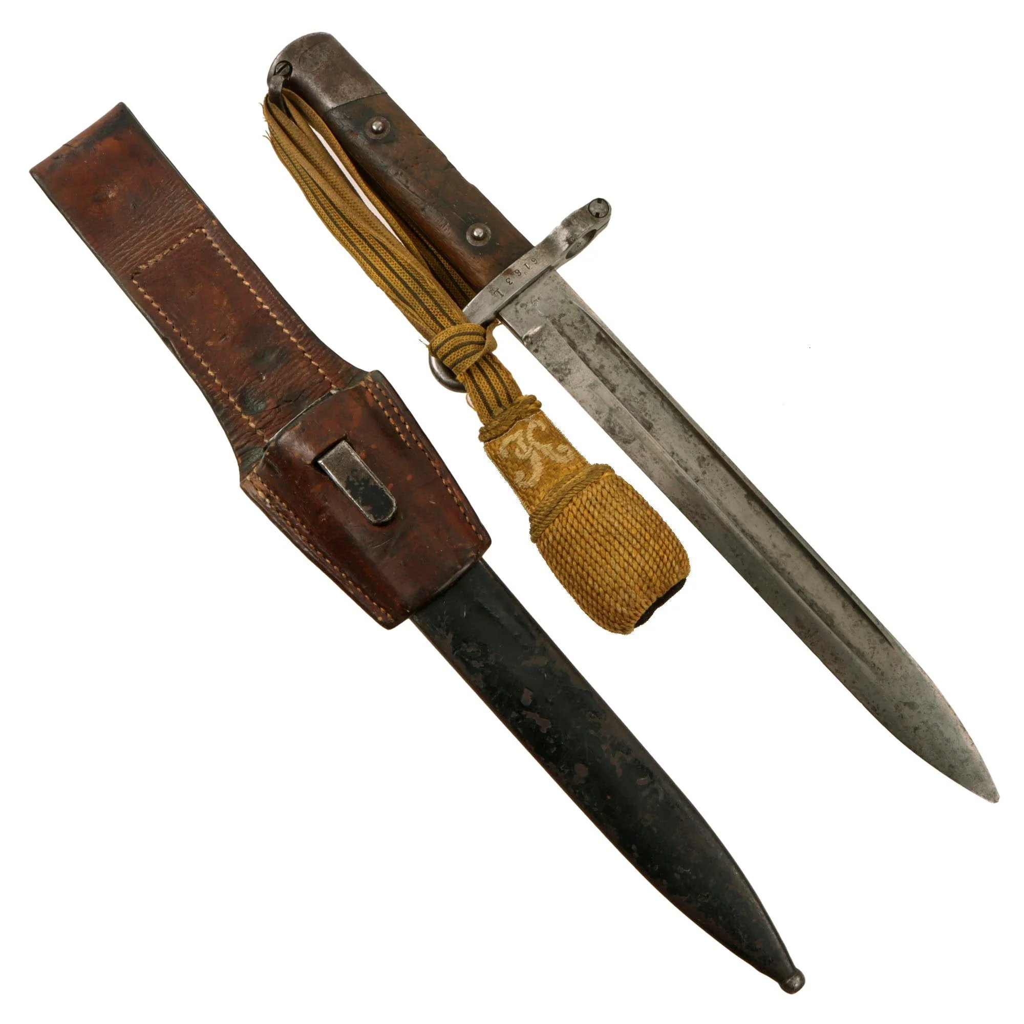 Original Austrian WWI Mannlicher M1890 NCO Bayonet by ŒWG Steyr with Hook Quillon, Scabbard, Frog & Troddle Knot - Featured in To The Hilt The Austrian Bayonet by David F. Machnicki — image 2