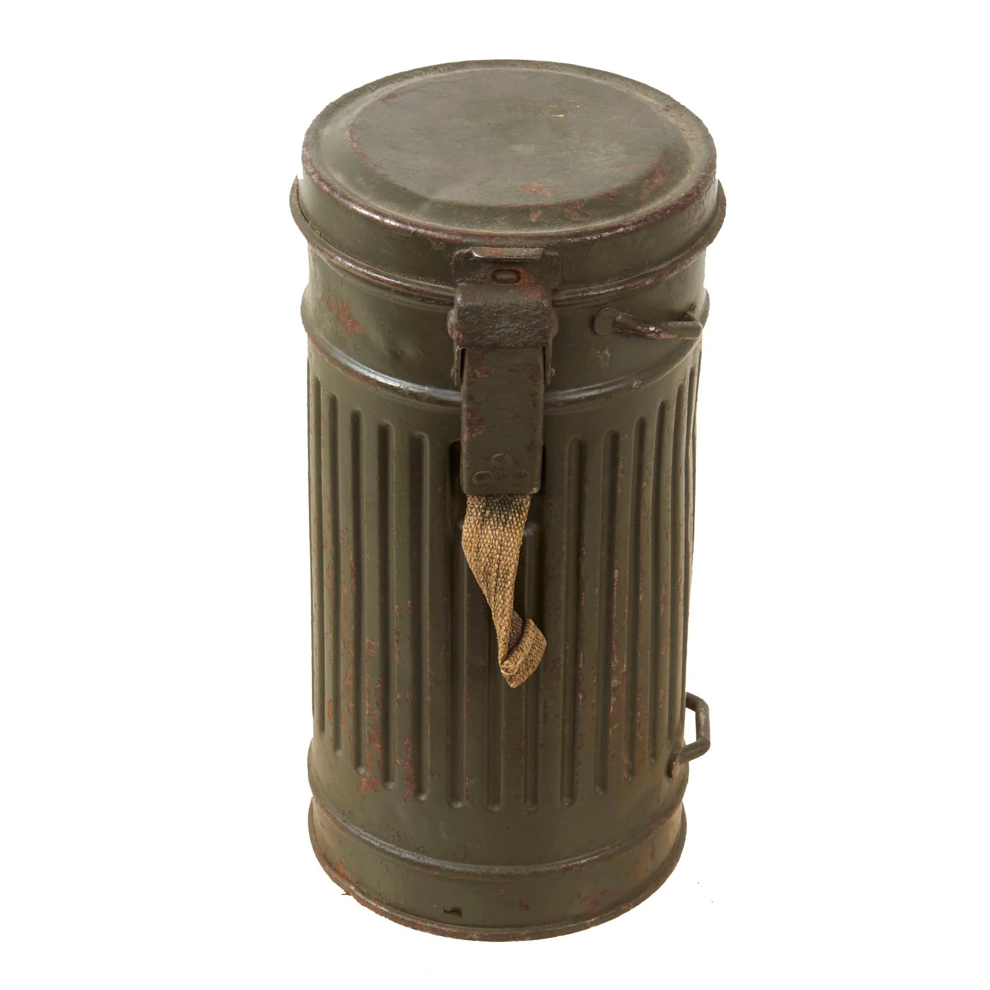 Original German WWII M30 Size 2 Gas Mask with FE55 Filter and Can - Dated 1937 — image 2