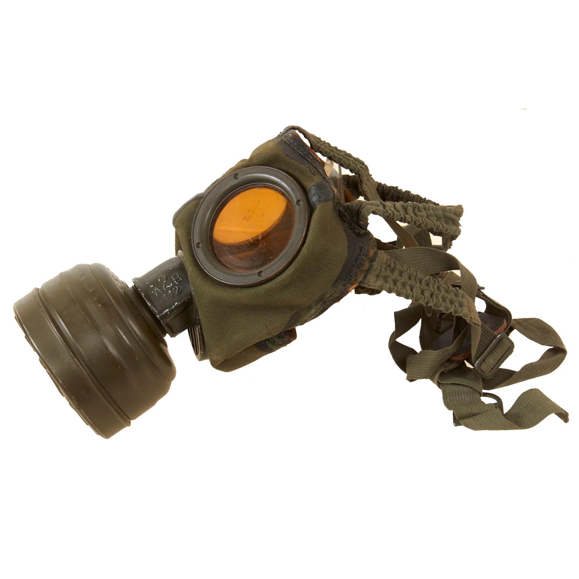 Original German WWII M30 Size 2 Gas Mask with FE55 Filter and Can - Dated 1937 — image 6