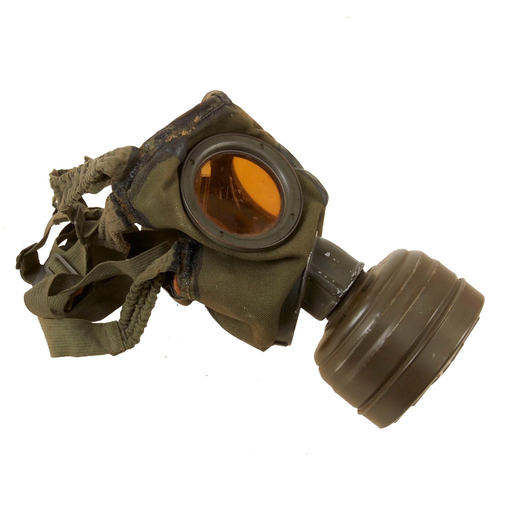 Original German WWII M30 Size 2 Gas Mask with FE55 Filter and Can - Dated 1937 — image 7