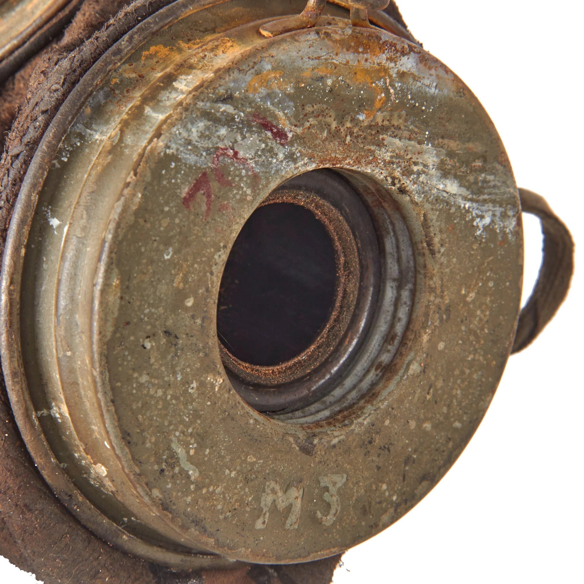 Original Imperial German WWI Named M1917 Ledermaske Gas Mask & Canister with Original Ersatz Carrying Strap & Unopened Filter — image 12
