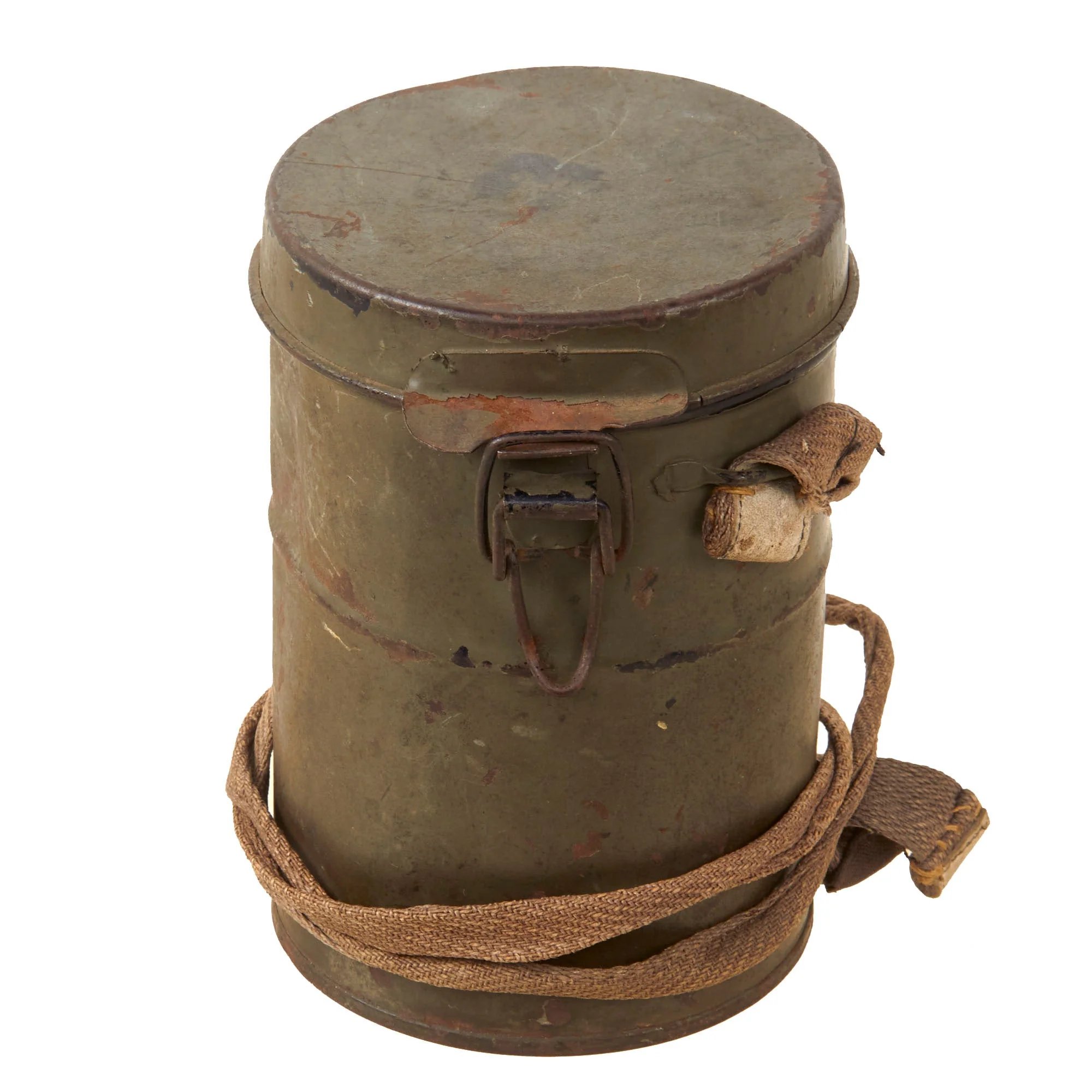 Original Imperial German WWI Named M1917 Ledermaske Gas Mask & Canister with Original Ersatz Carrying Strap & Unopened Filter — image 2