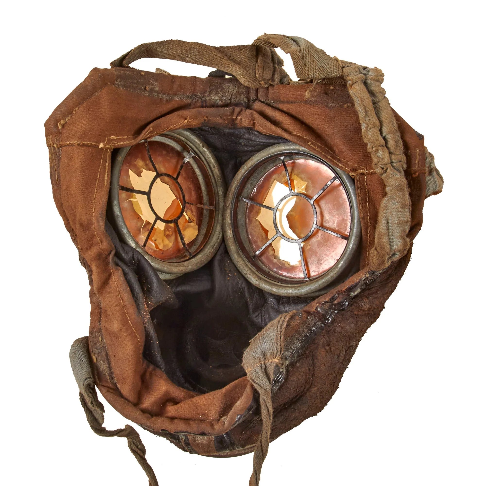 Original Imperial German WWI Named M1917 Ledermaske Gas Mask & Canister with Original Ersatz Carrying Strap & Unopened Filter — image 8