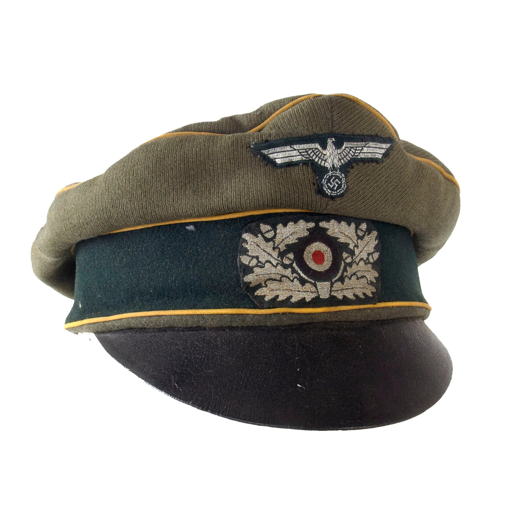Original German WWII Heer Army Infantry Officer Schirmmütze Visor Crush Cap with BeVo Insignia by EREL Extra - Double Marked — image 11