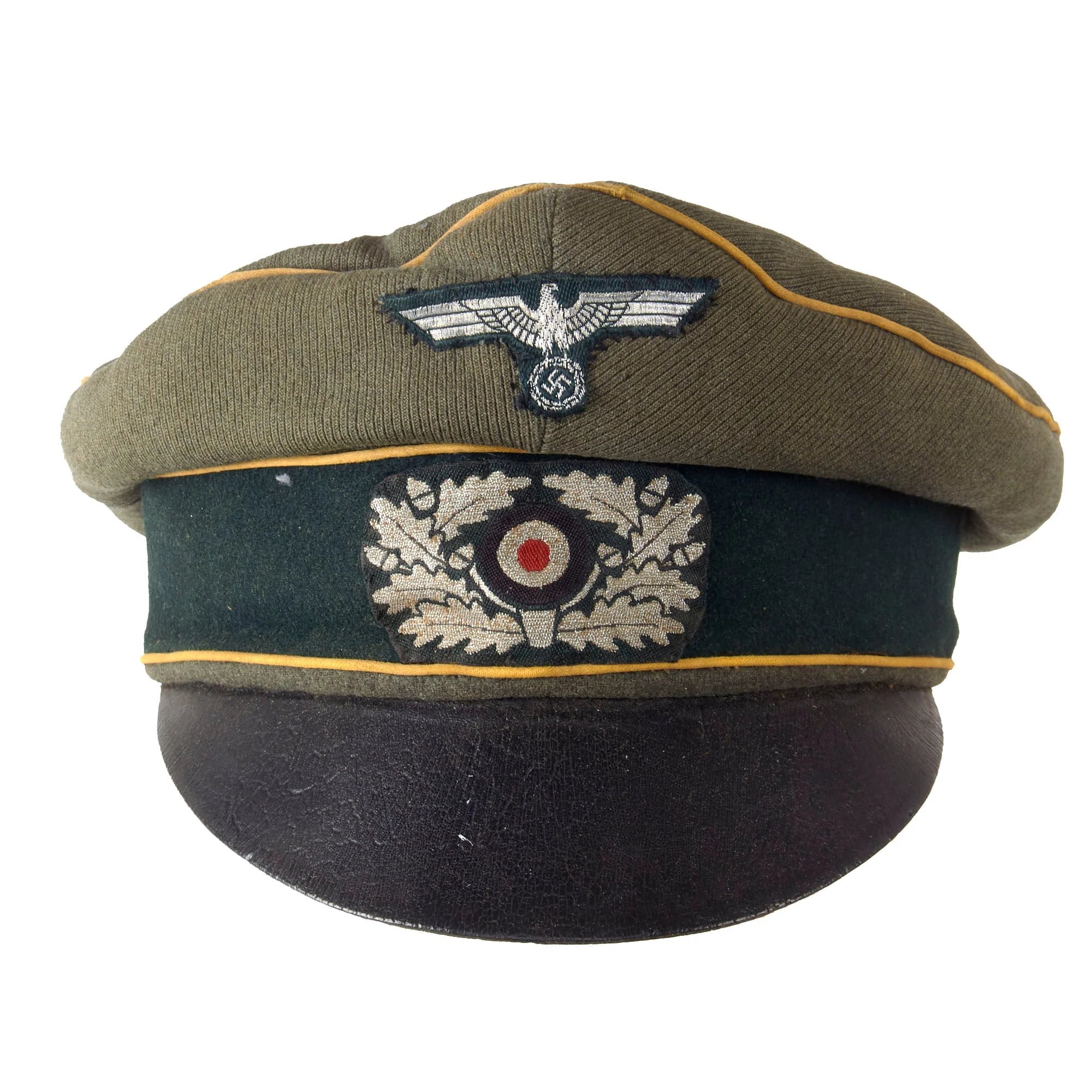 Original German WWII Heer Army Infantry Officer Schirmmütze Visor Crush Cap with BeVo Insignia by EREL Extra - Double Marked — image 2