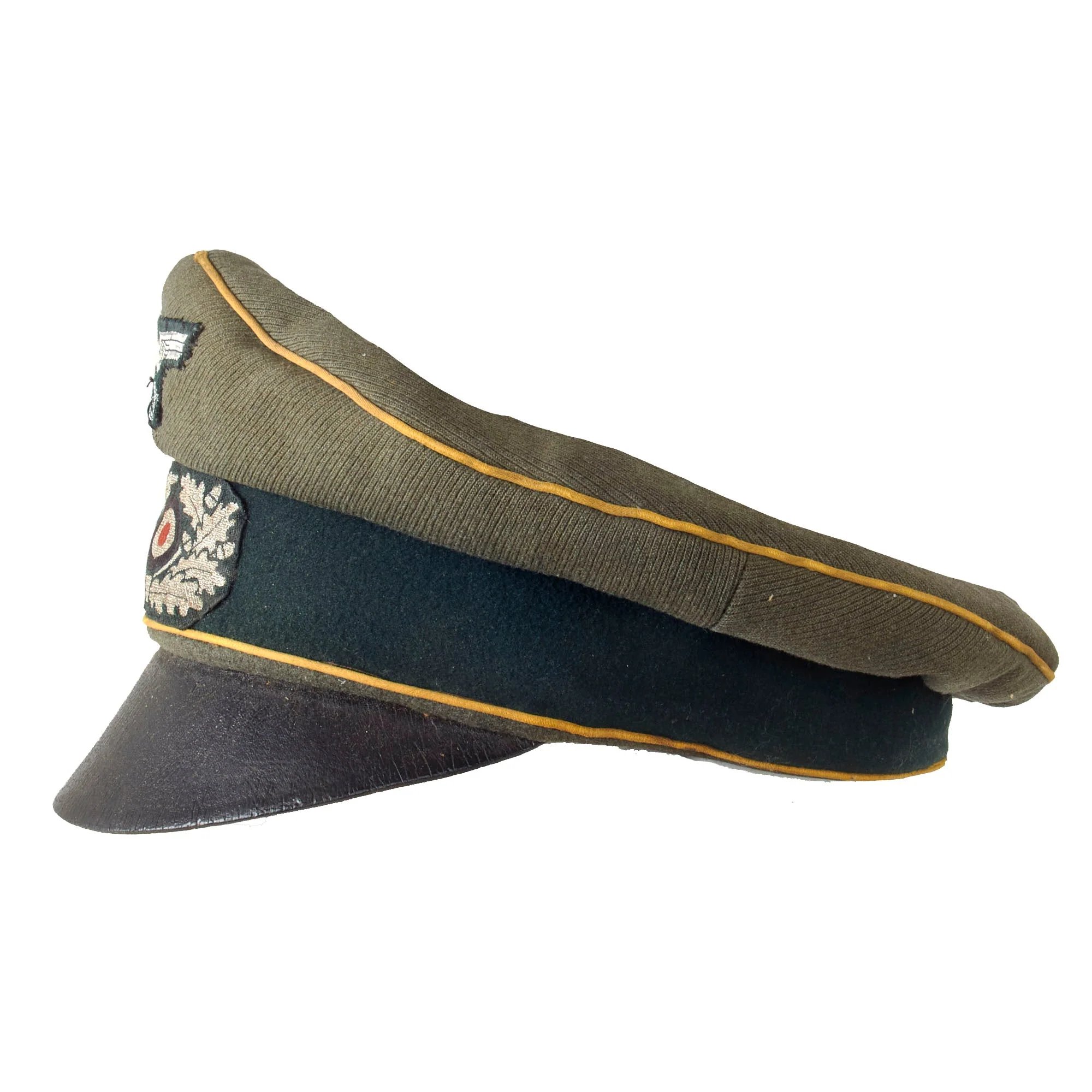 Original German WWII Heer Army Infantry Officer Schirmmütze Visor Crush Cap with BeVo Insignia by EREL Extra - Double Marked — image 6