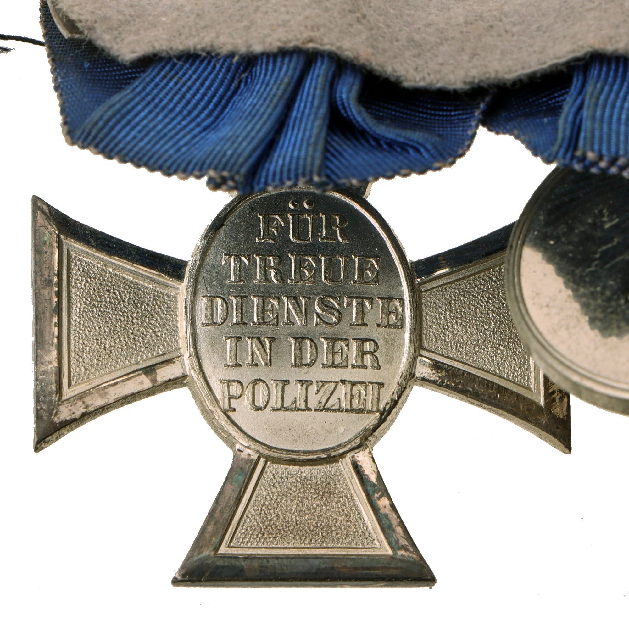 Original German WWI & WWII Medal Bar Featuring Iron Cross 1914 2nd Class & 18 Year Police Service Medal - 4 Total Medals — image 9