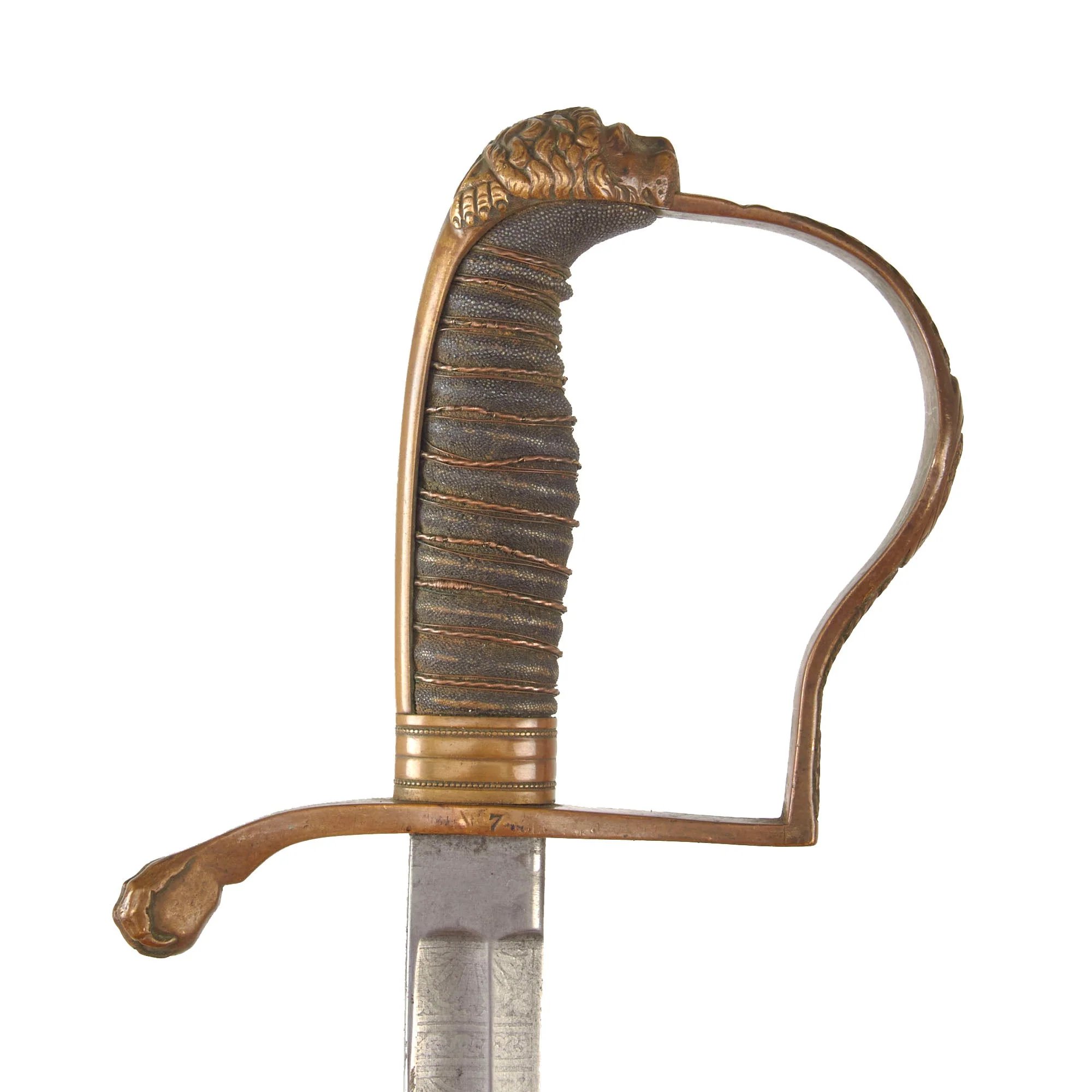 Original German Pre-Franco Prussian War Lippstadt Lion's Head Officer's Sword with City Coat of Arms on Guard & Scabbard by A&E. Holler of Solingen — image 10