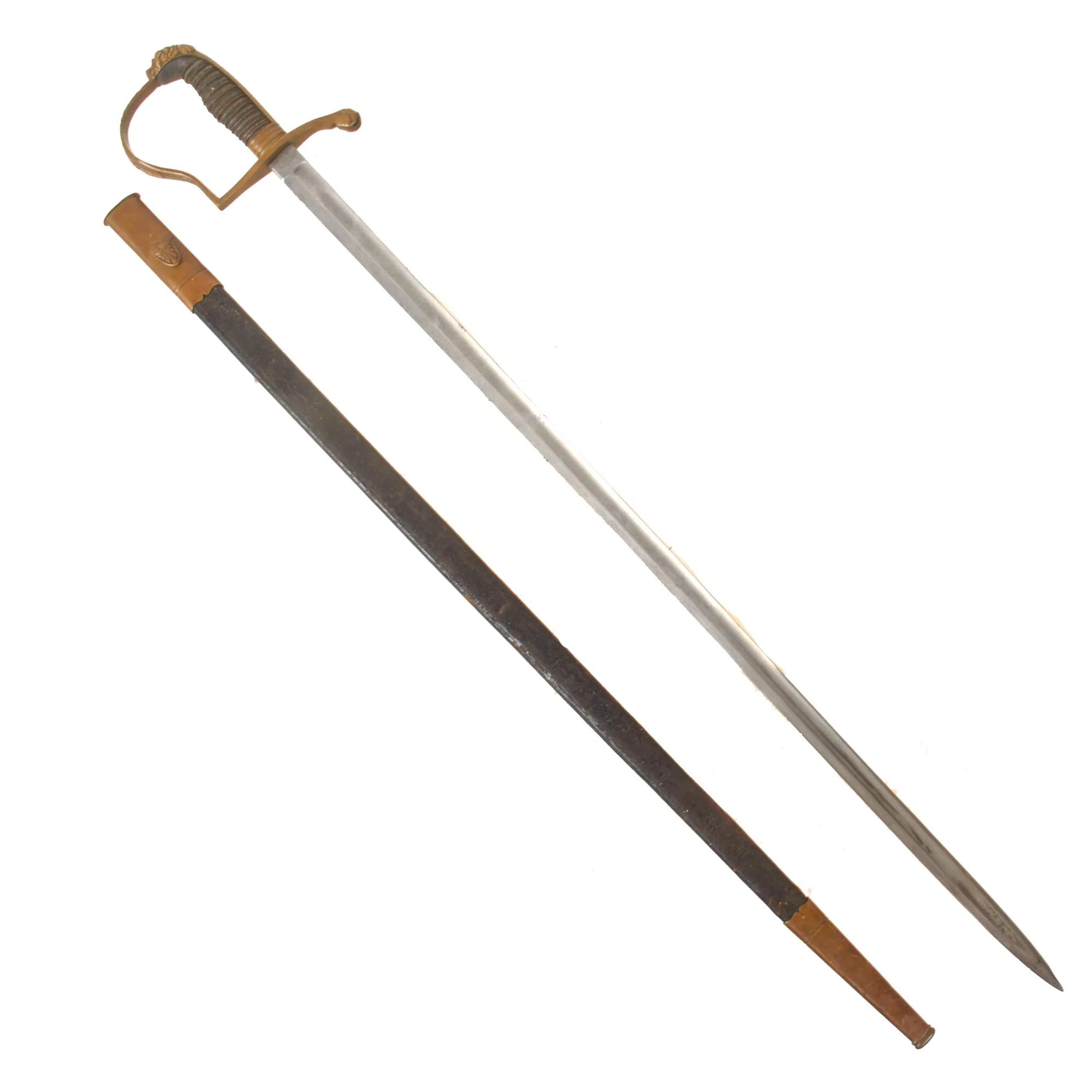 Original German Pre-Franco Prussian War Lippstadt Lion's Head Officer's Sword with City Coat of Arms on Guard & Scabbard by A&E. Holler of Solingen — image 3