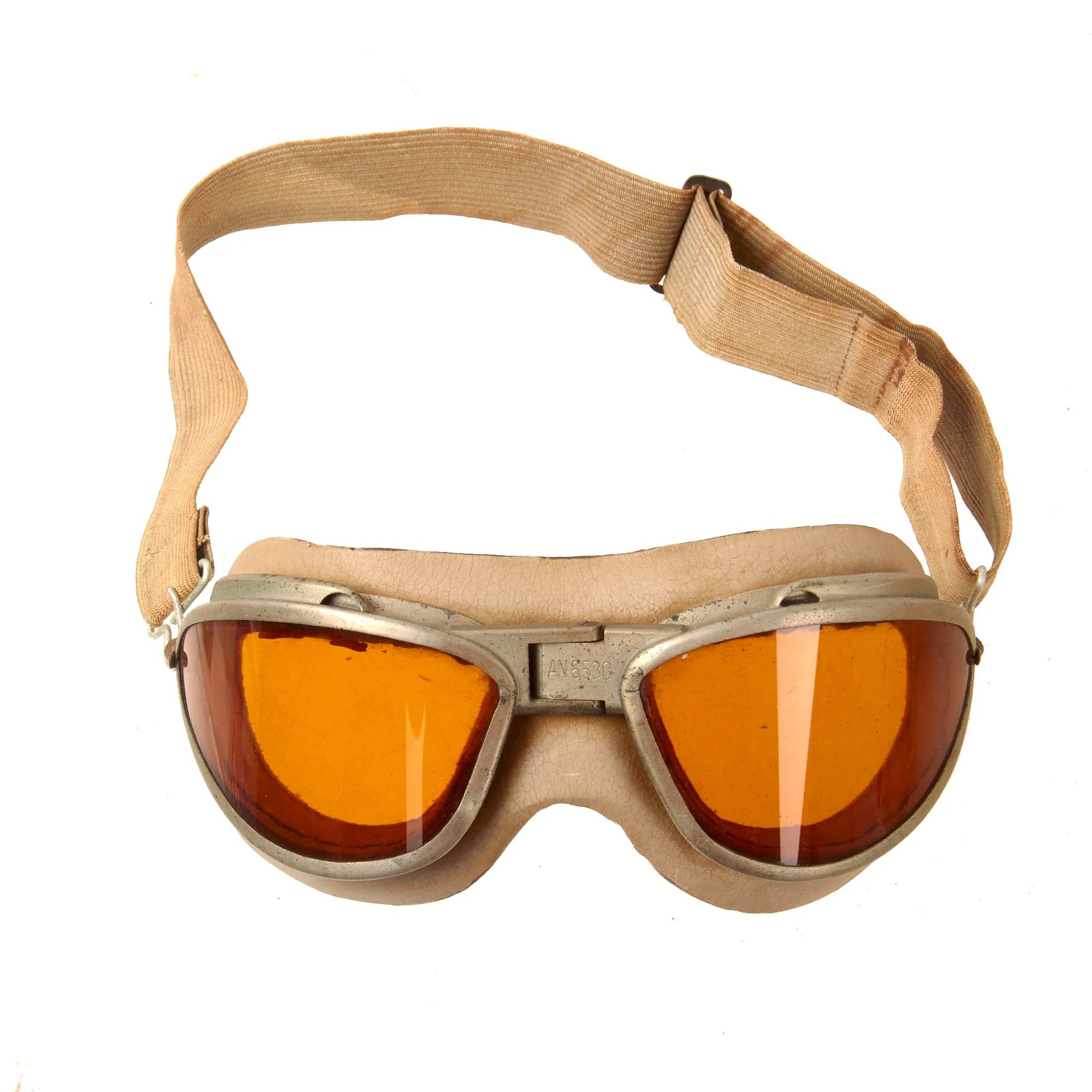 Original U.S. WWII USN / USMC NAF 1092S Cloth Flight Helmet by Beck with TH-37 Earphones and AN-6530 Goggles — image 4