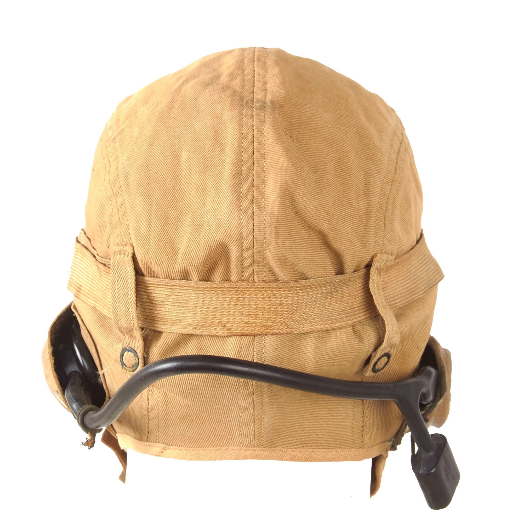 Original U.S. WWII USN / USMC NAF 1092S Cloth Flight Helmet by Beck with TH-37 Earphones and AN-6530 Goggles — image 8