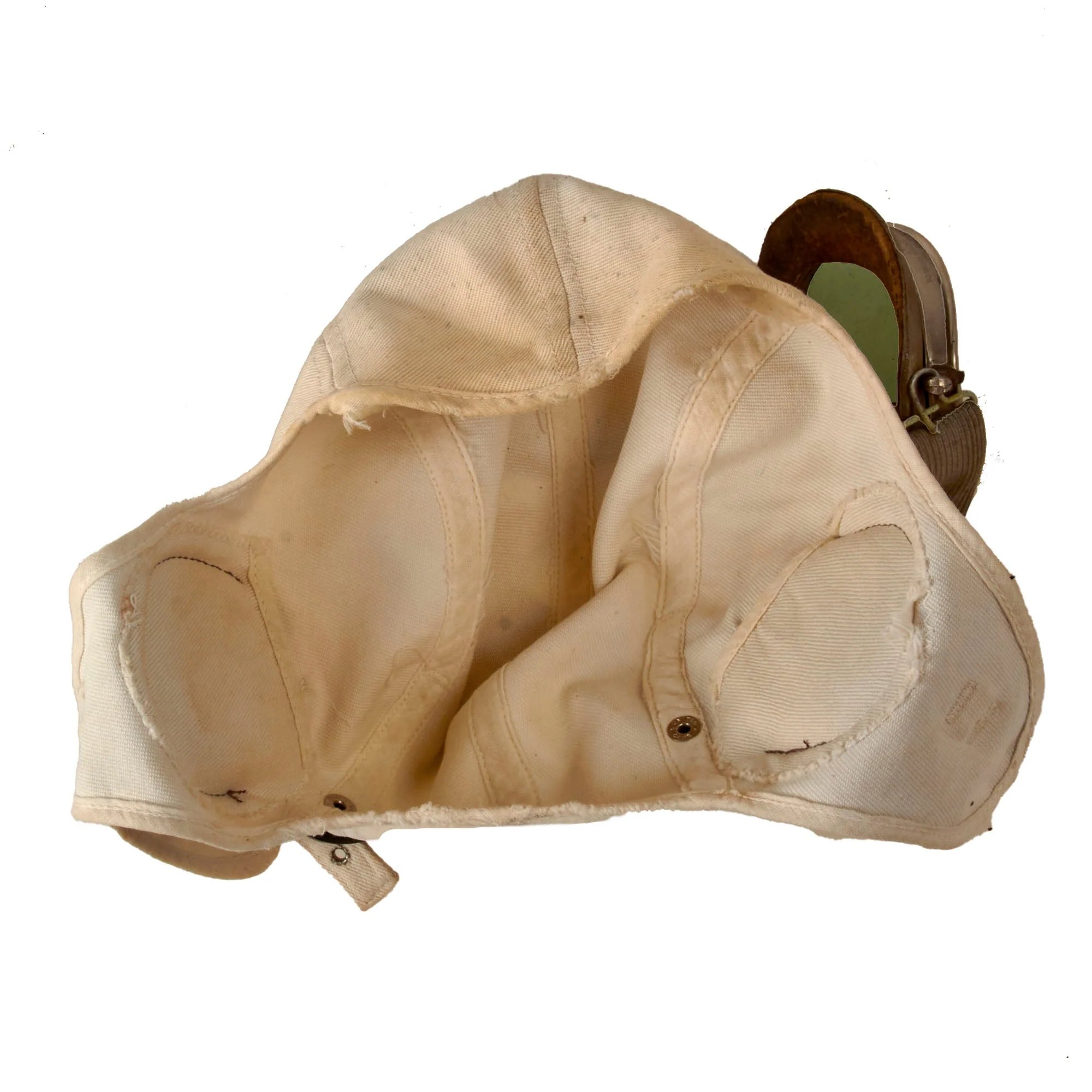 Original U.S. WWII Named Early War Navy USMC White Summer Flight Helmet with Installed TH-37 Earphones & AN-6530 Goggles - Joseph Earl Orwig — image 7