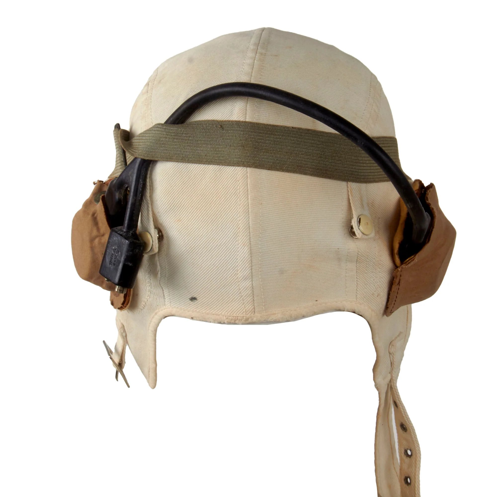 Original U.S. WWII Named Early War Navy USMC White Summer Flight Helmet with Installed TH-37 Earphones & AN-6530 Goggles - Joseph Earl Orwig — image 8
