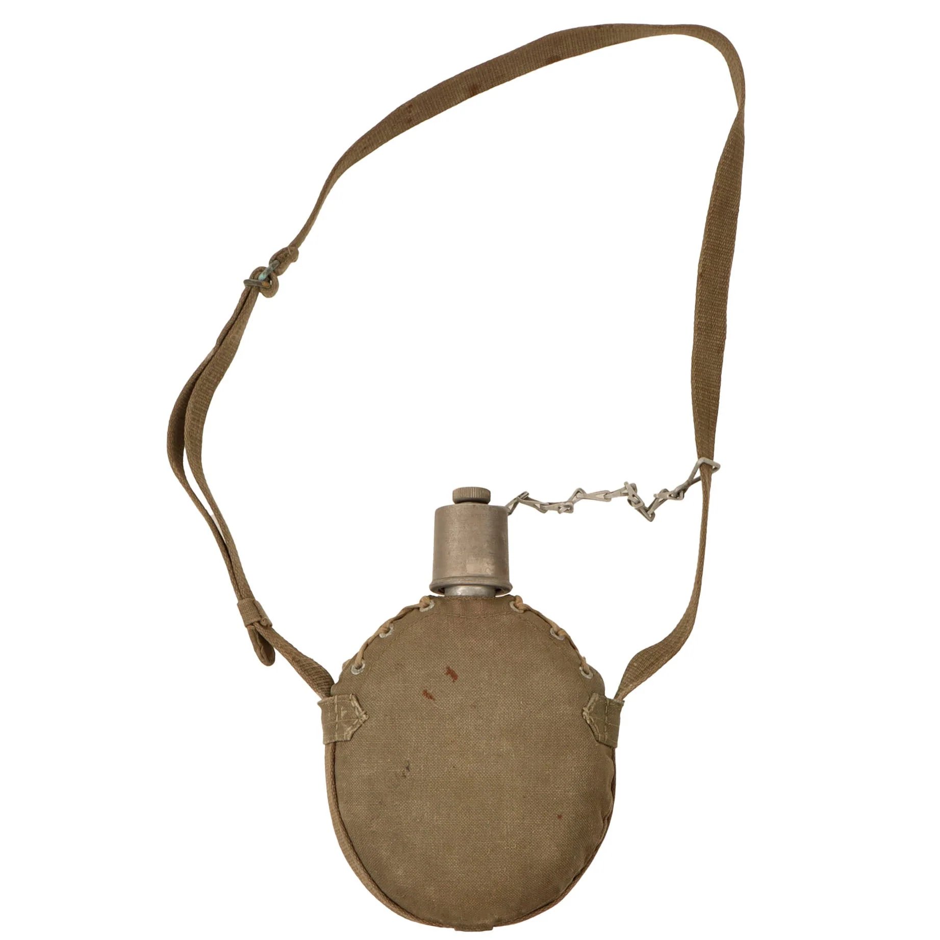 Original Imperial Japanese WWII Special Naval Landing Forces Canteen with Canvas Cover & Strap — image 2