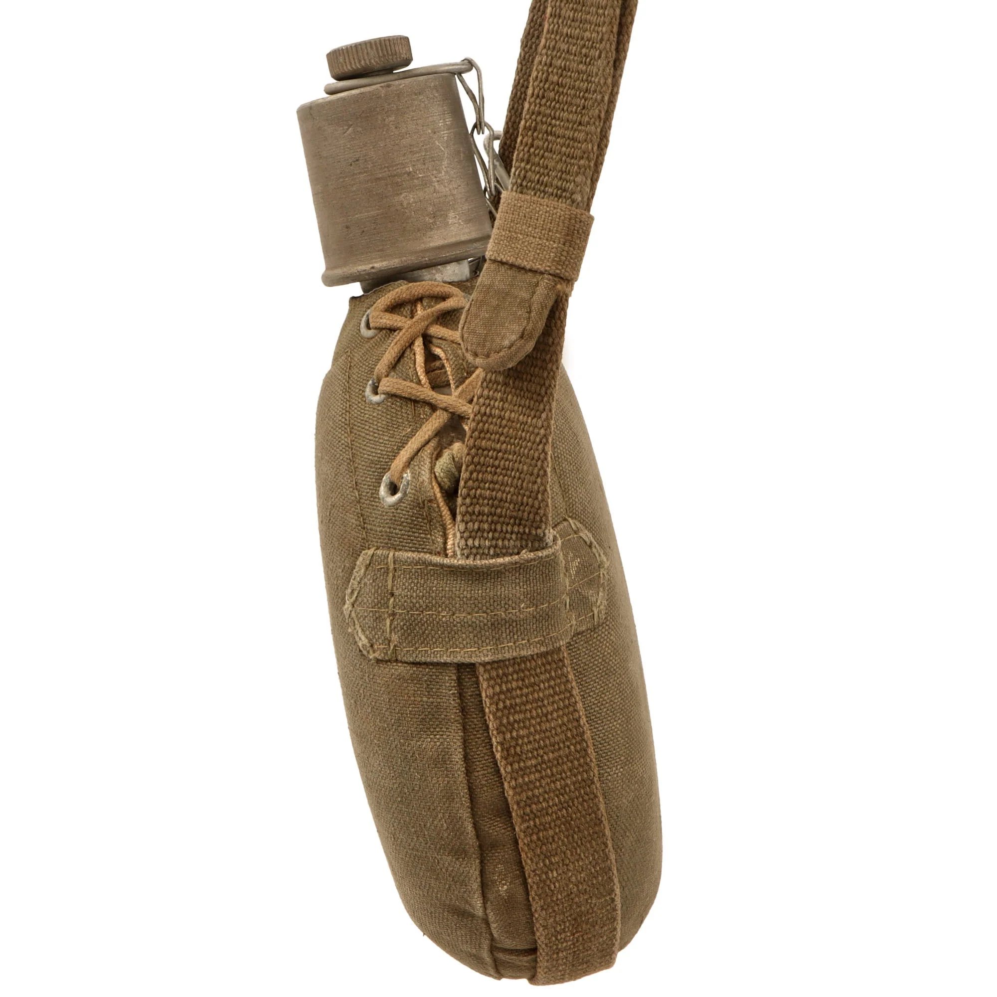 Original Imperial Japanese WWII Special Naval Landing Forces Canteen with Canvas Cover & Strap — image 5