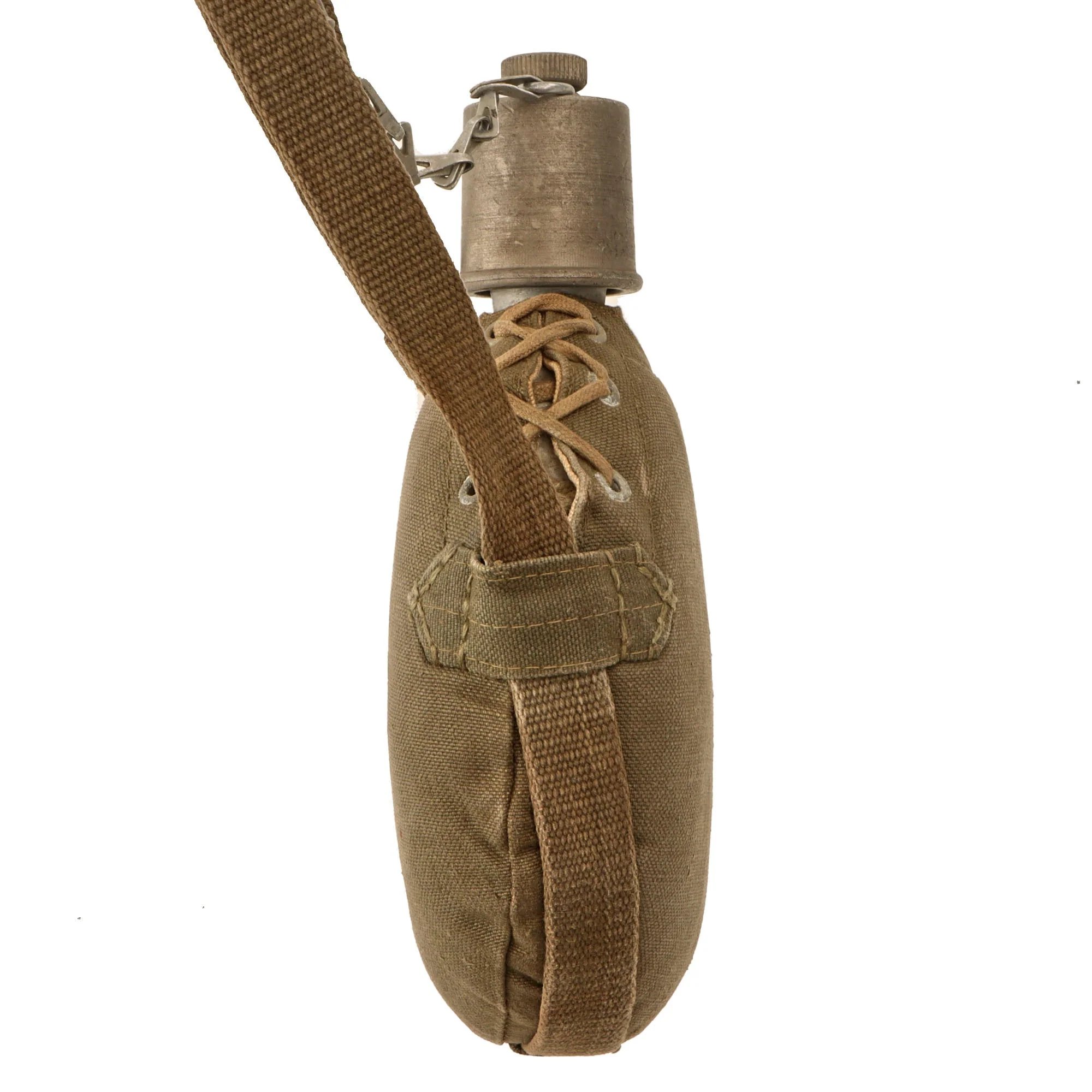 Original Imperial Japanese WWII Special Naval Landing Forces Canteen with Canvas Cover & Strap — image 6