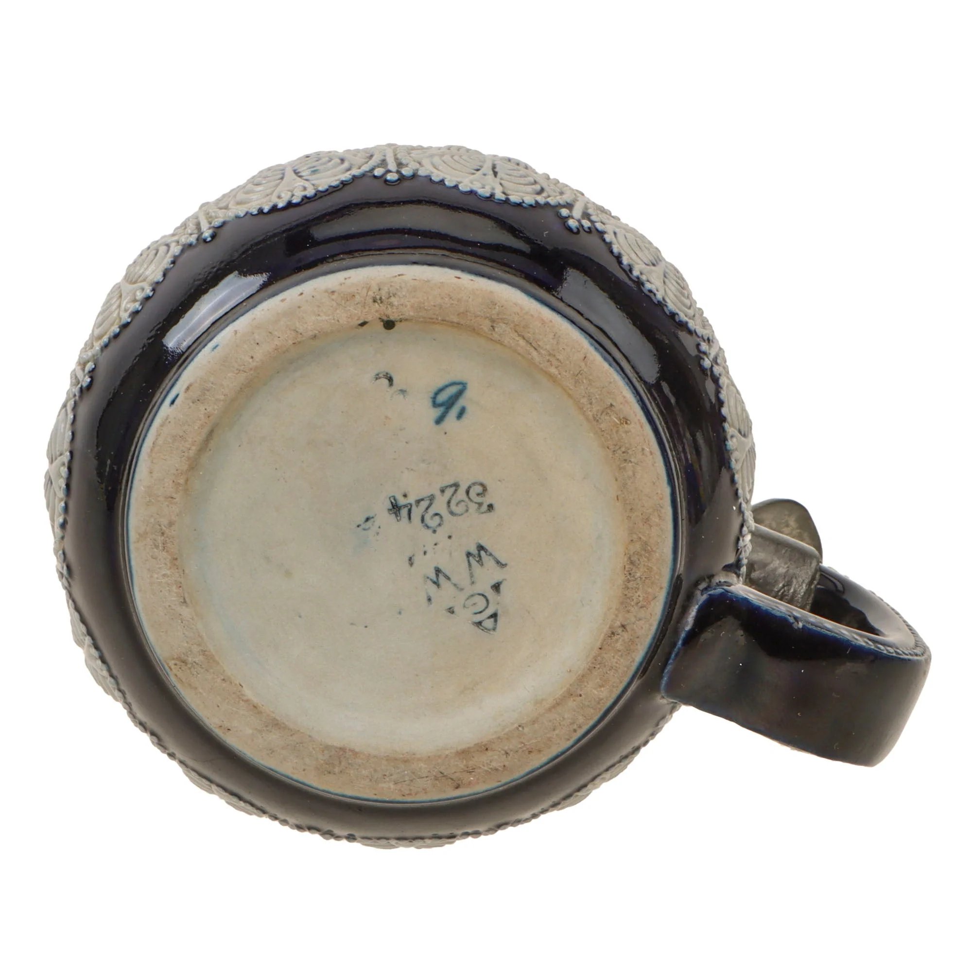 Original German WWII Salt Glaze Beer Stein with Named Hinged Lid & Field Cannon Motif by Strahlein of Nurnberg - Field Artillery — image 6