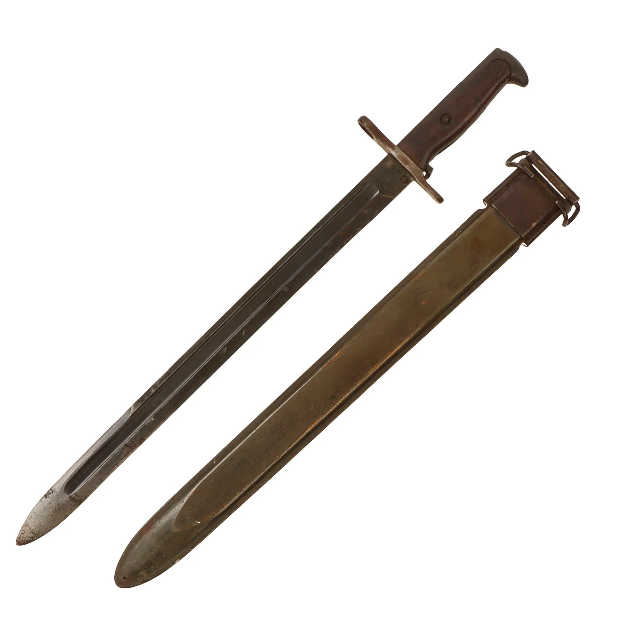 Original U.S. WWI & WWII M1905 Springfield 16 inch Rifle Bayonet Marked S.A. with M3 Scabbard - Dated 1917 — image 2