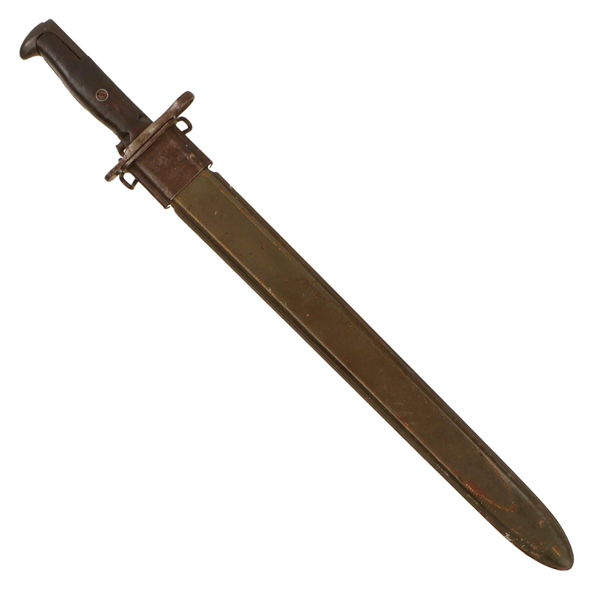 Original U.S. WWI & WWII M1905 Springfield 16 inch Rifle Bayonet Marked S.A. with M3 Scabbard - Dated 1917 — image 3