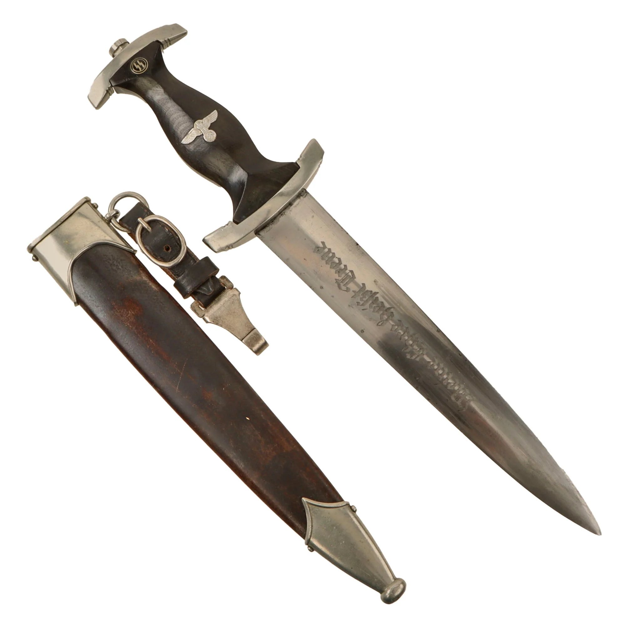 Original German WWII Early M33 SS Dagger by Richard Abr. Herder with Scabbard and SS-Marked Hanger — image 2