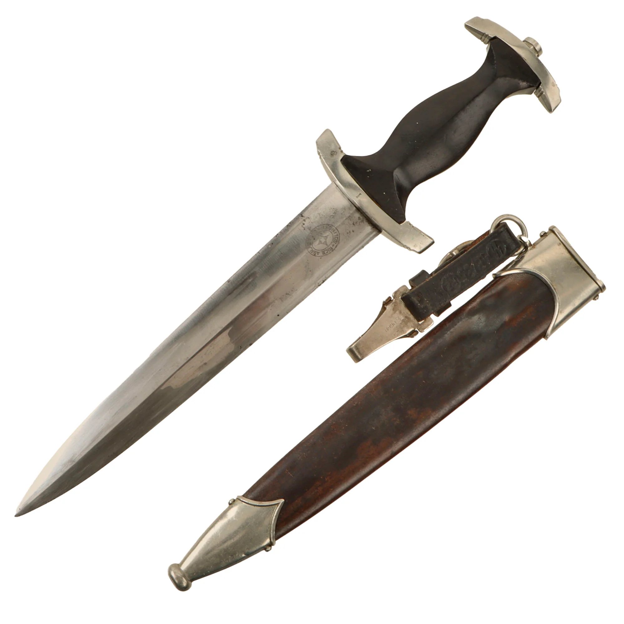 Original German WWII Early M33 SS Dagger by Richard Abr. Herder with Scabbard and SS-Marked Hanger — image 3