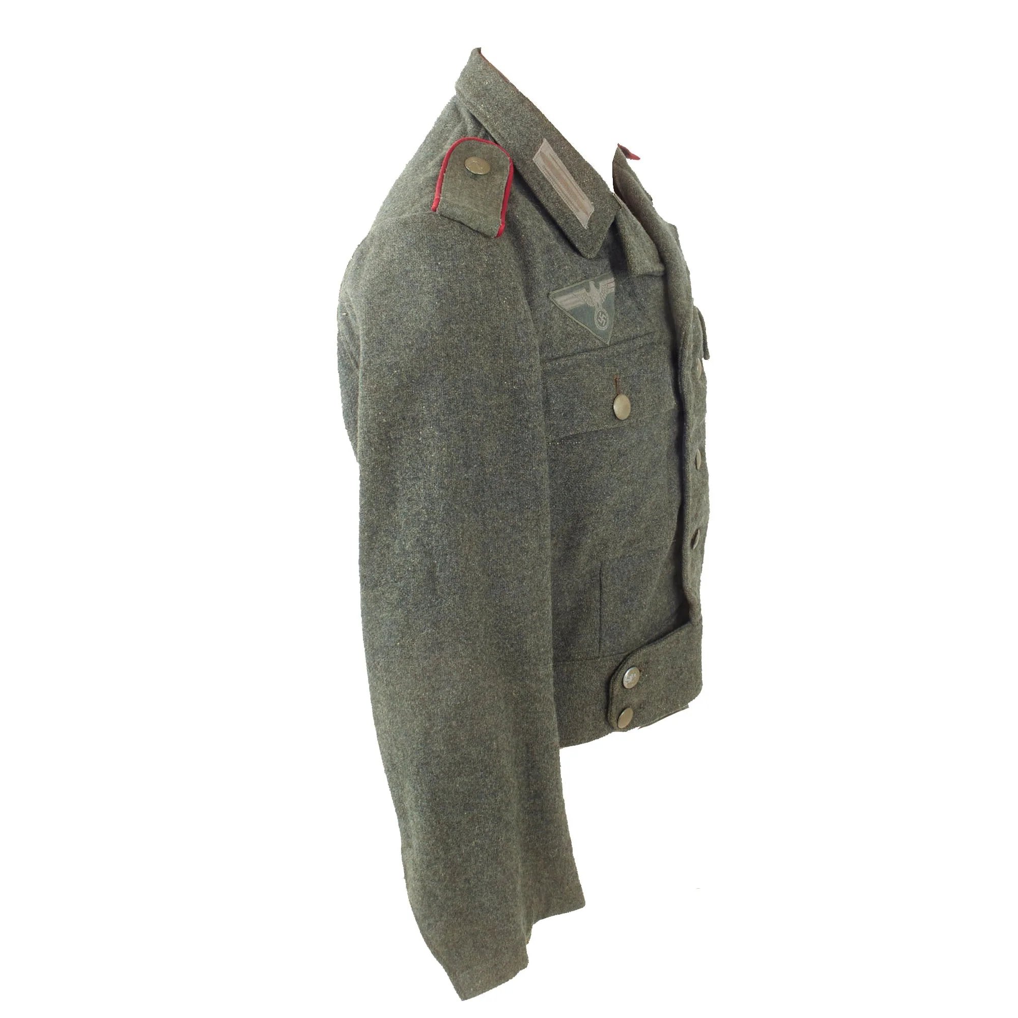 Original German WWII Heer Army Smoke & Chemical Troops Enlisted M44 Field Grey Wool Uniform Tunic - Period Conversion from M43 Tunic — image 12