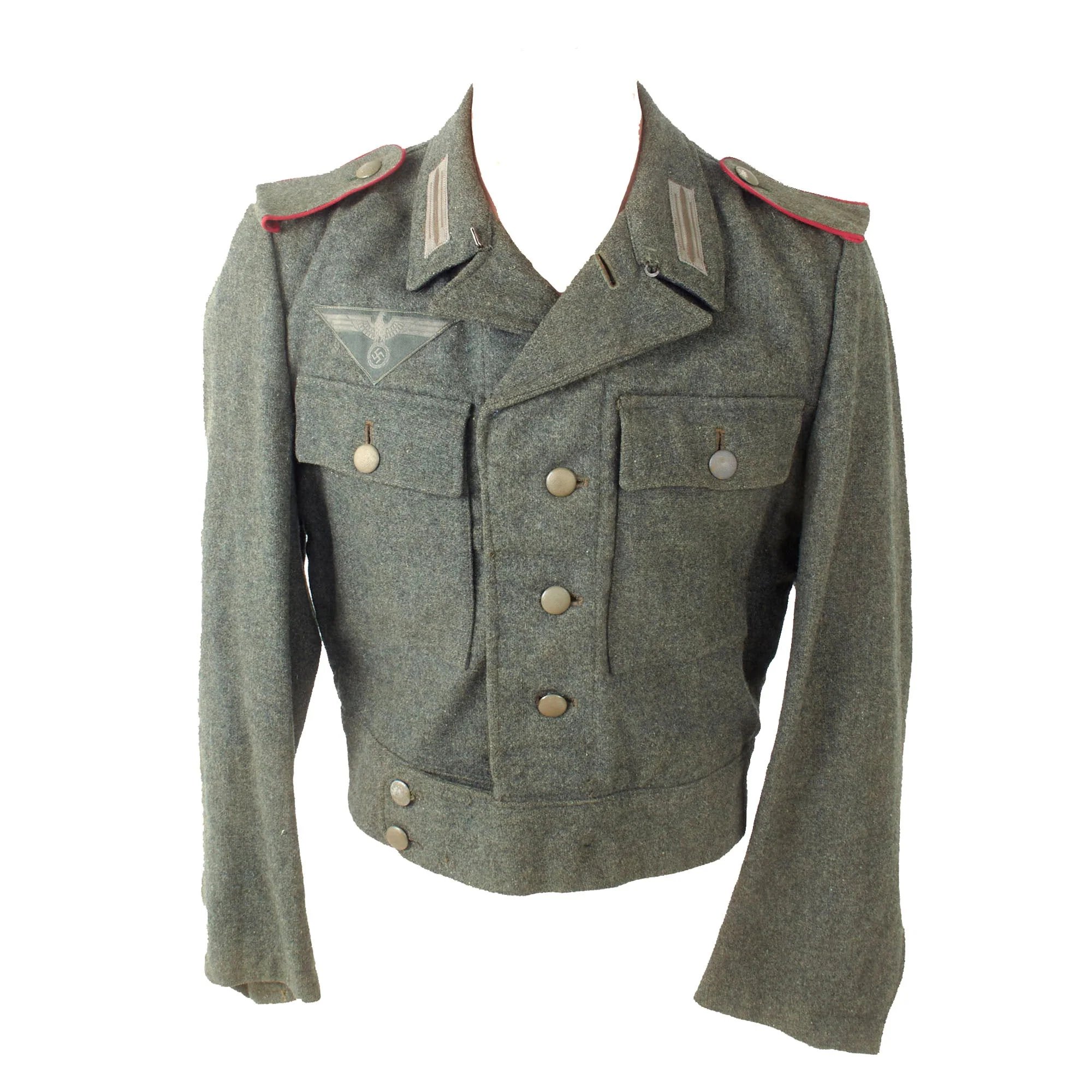 Original German WWII Heer Army Smoke & Chemical Troops Enlisted M44 Field Grey Wool Uniform Tunic - Period Conversion from M43 Tunic — image 2