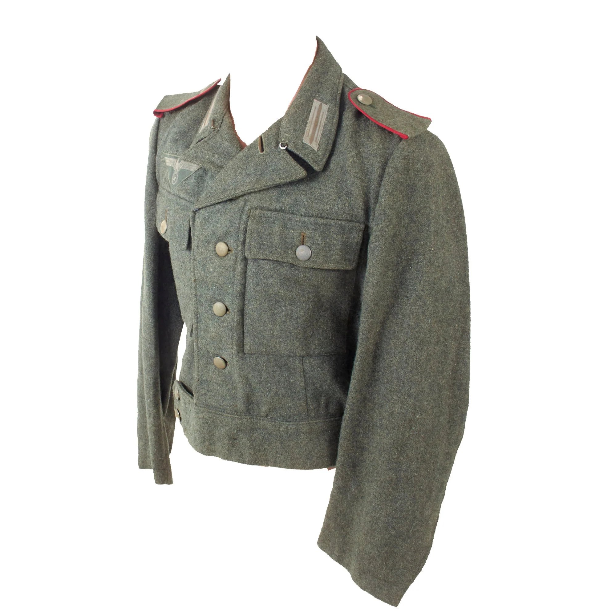 Original German WWII Heer Army Smoke & Chemical Troops Enlisted M44 Field Grey Wool Uniform Tunic - Period Conversion from M43 Tunic — image 3