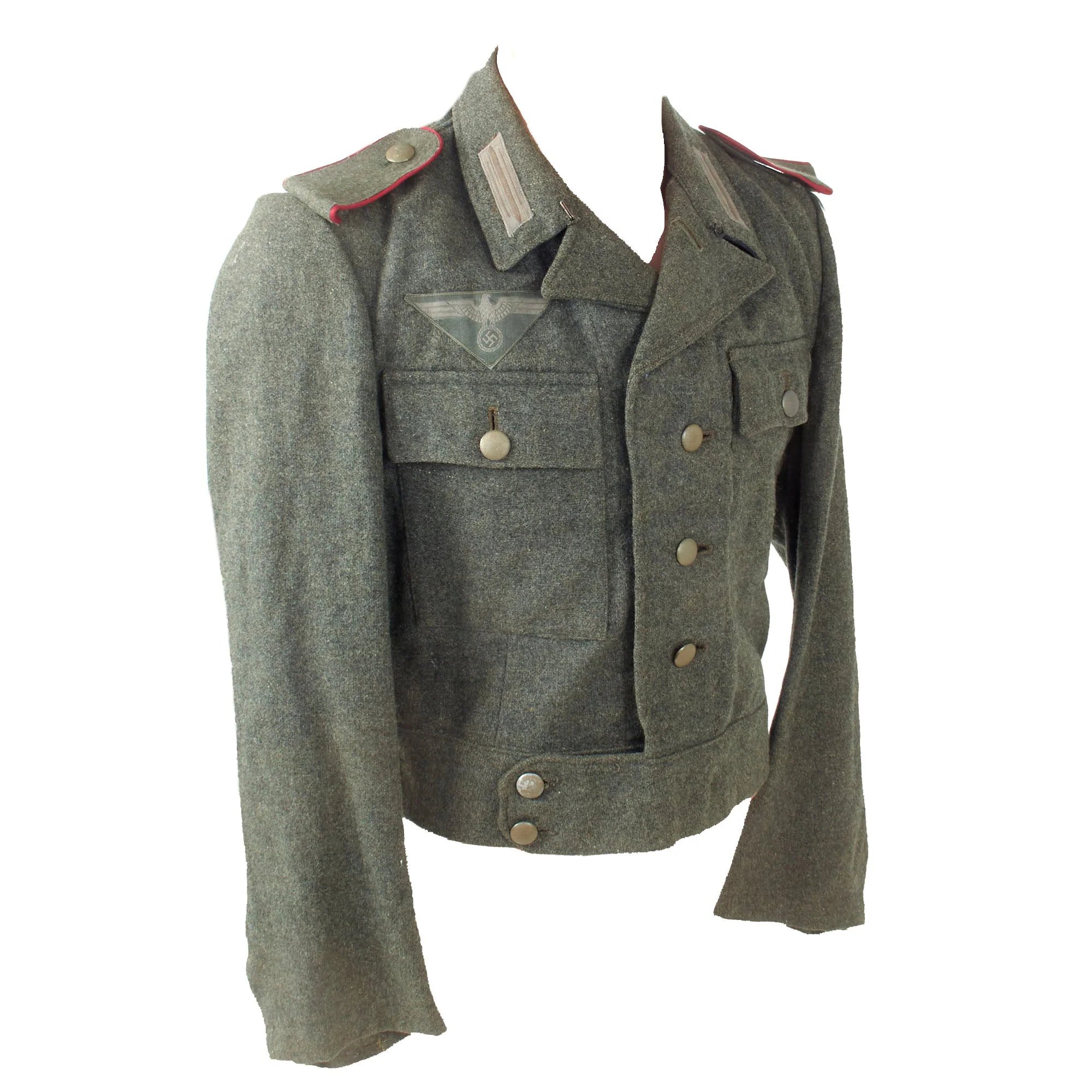 Original German WWII Heer Army Smoke & Chemical Troops Enlisted M44 Field Grey Wool Uniform Tunic - Period Conversion from M43 Tunic — image 6