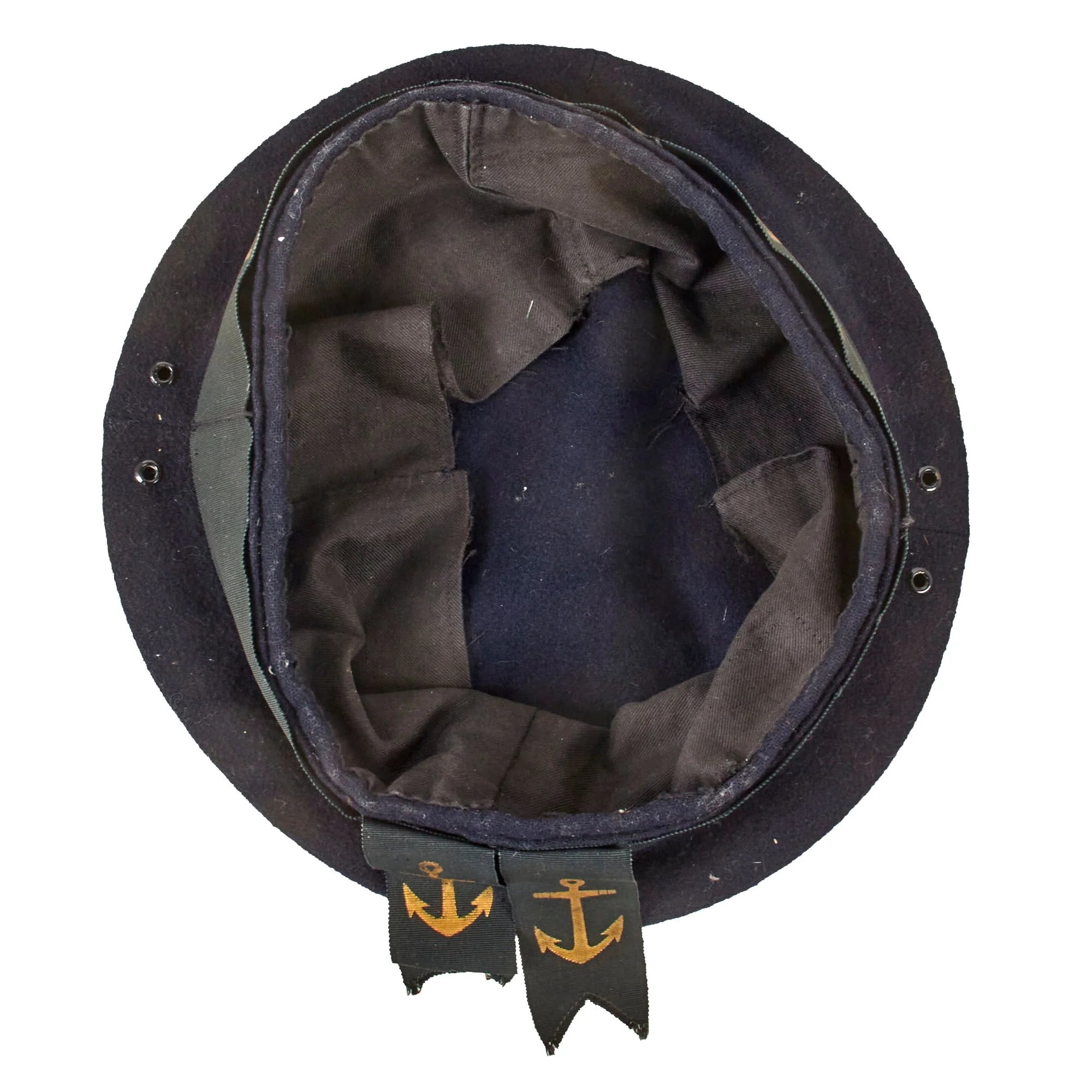 Original WWII Imperial Japanese Navy Air Force Sailor 'Donald Duck' Flat Cap With Painted Naval Aviation Air Force Squadron Talley — image 4